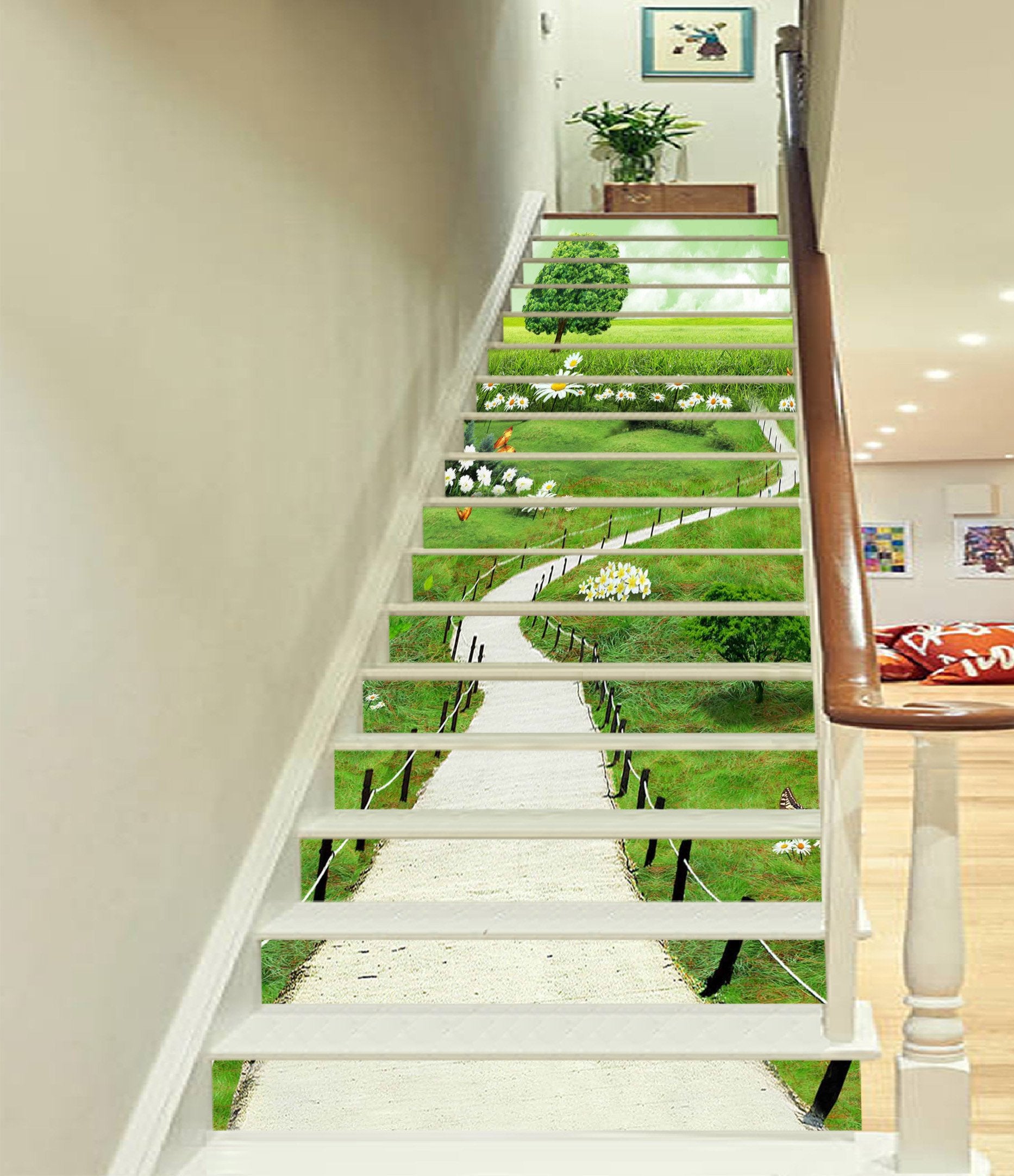 3D Grassland Path 1155 Stair Risers Wallpaper AJ Wallpaper 