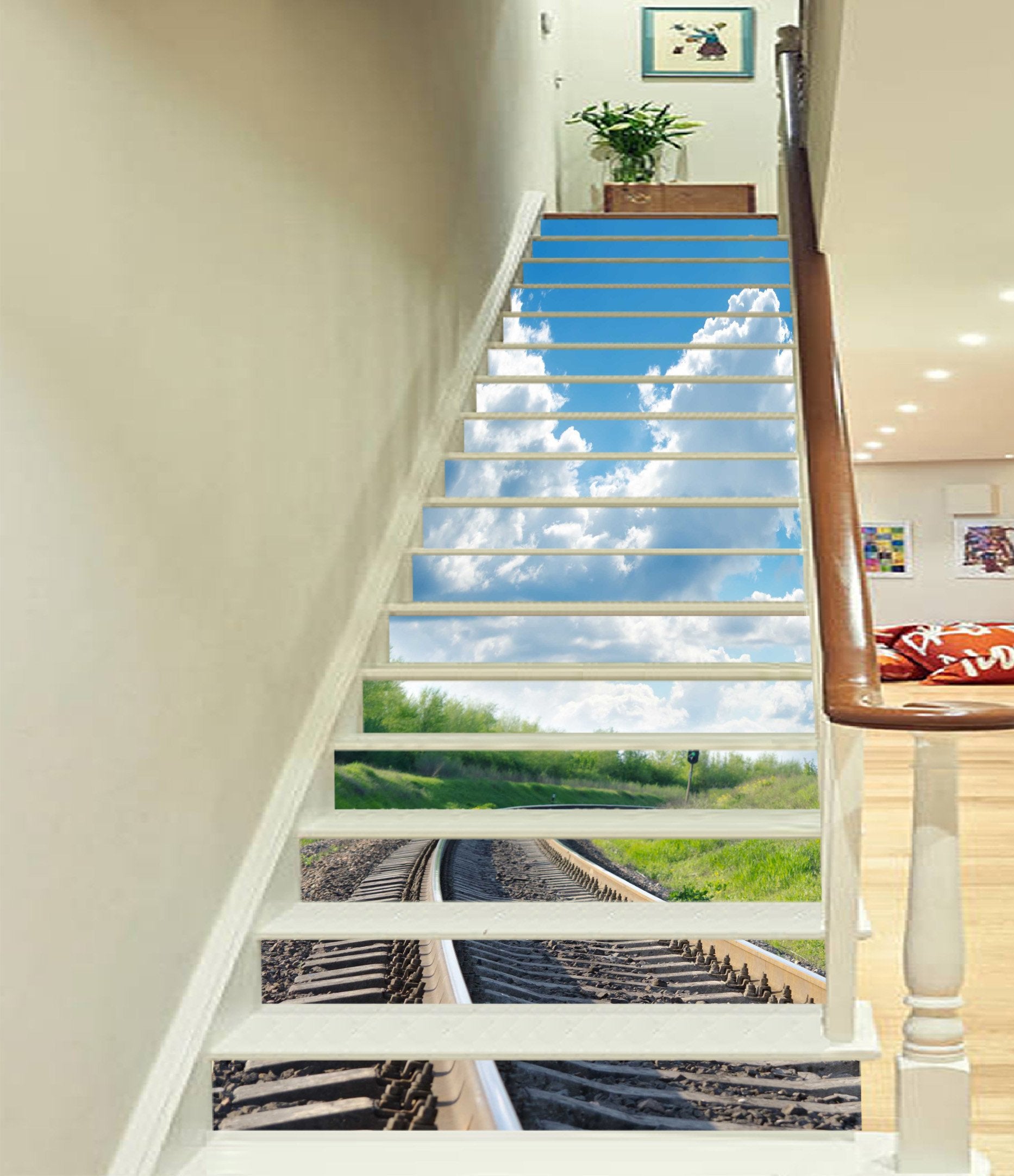 3D Railway Scenery 833 Stair Risers Wallpaper AJ Wallpaper 