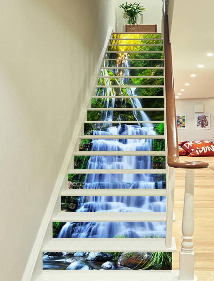 3D Mountain Waterfalls 577 Stair Risers Wallpaper AJ Wallpaper 