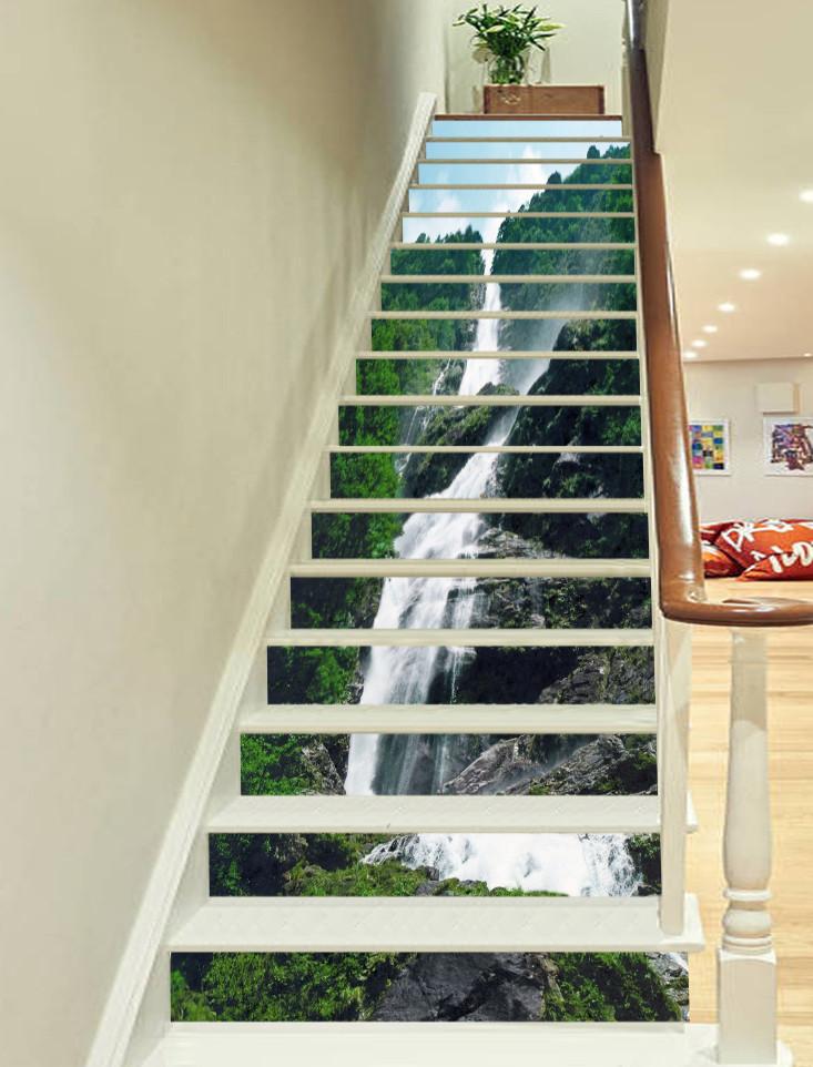 3D Mountain Stream 656 Stair Risers Wallpaper AJ Wallpaper 