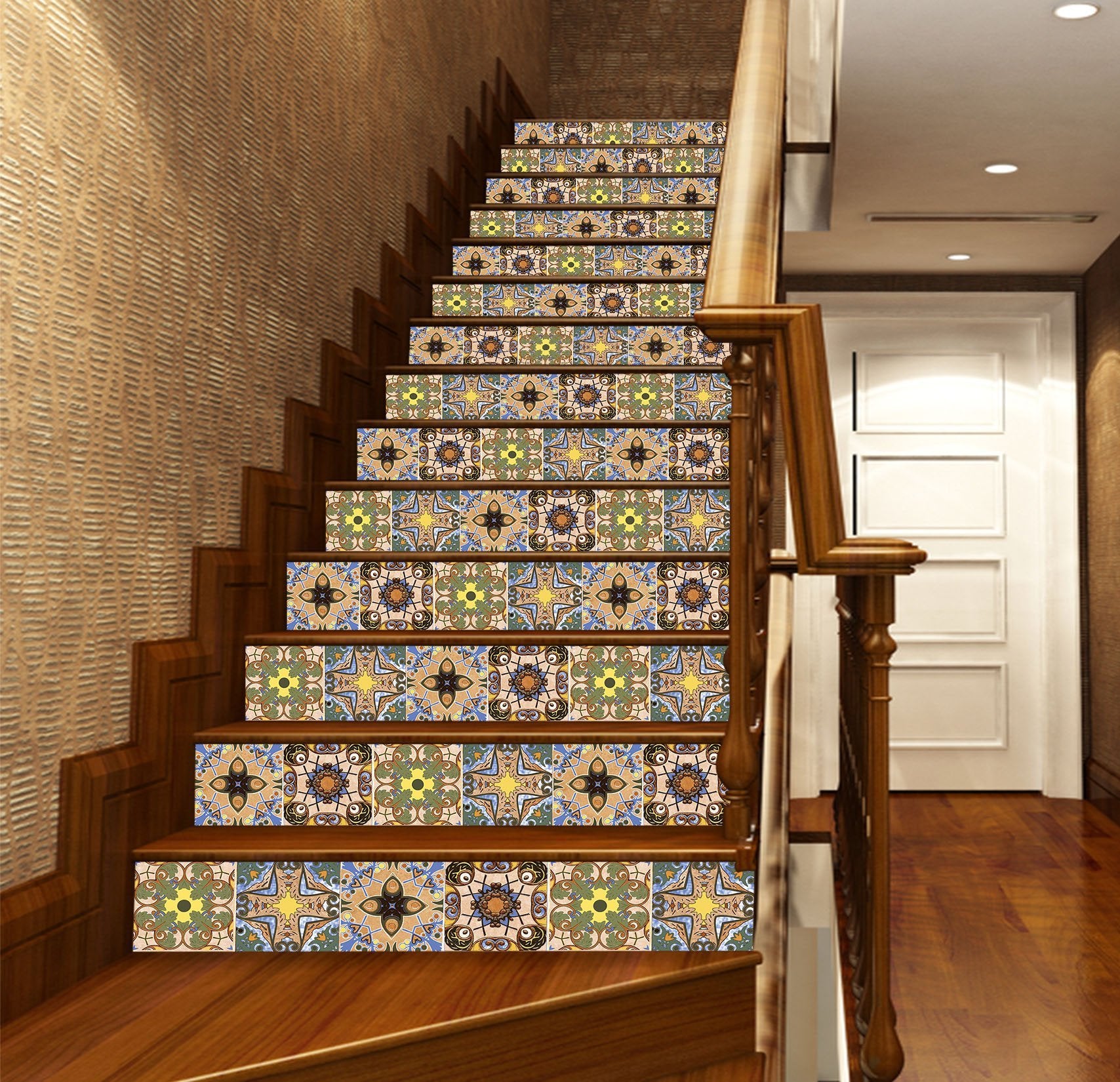3D Reto Pattern 603 Stair Risers Wallpaper AJ Wallpaper 