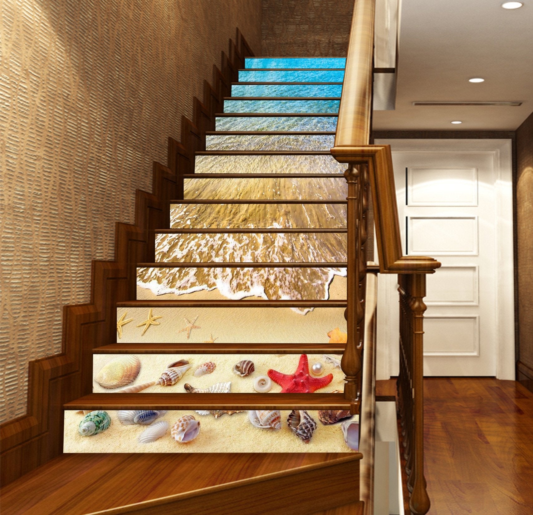 3D Pretty Sea Beach 422 Stair Risers Wallpaper AJ Wallpaper 