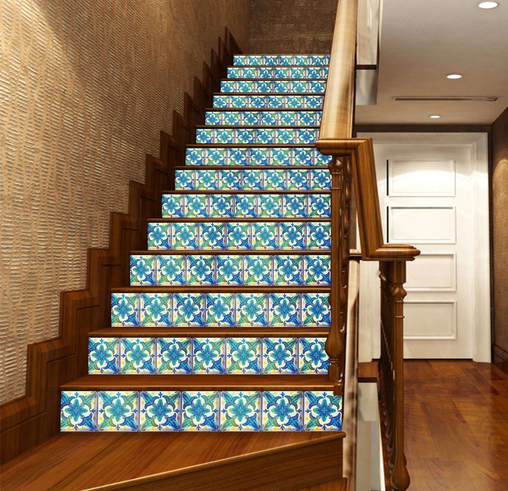 3D Green Gird 569 Stair Risers Wallpaper AJ Wallpaper 