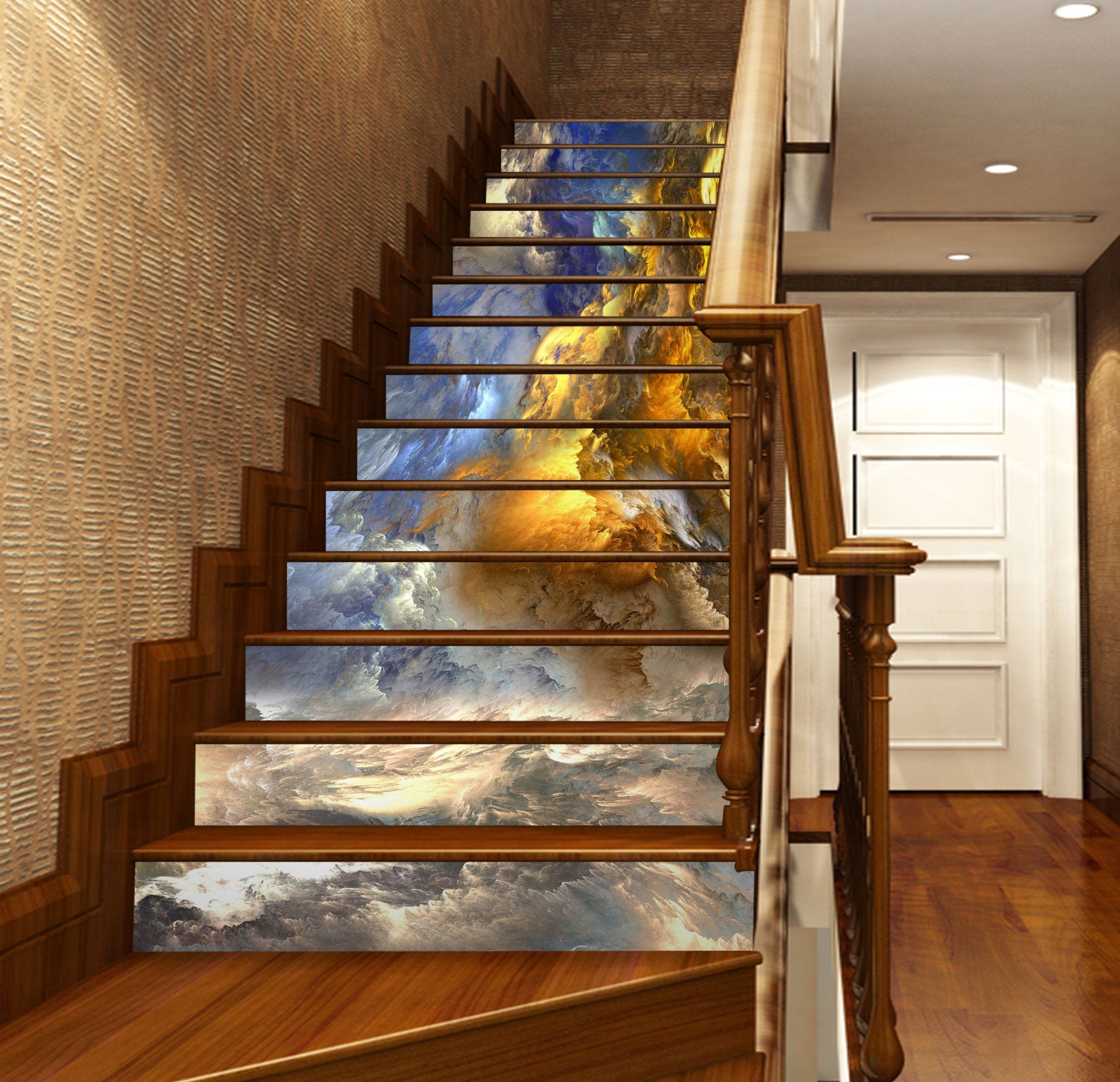 3D Golden Dreamy Clouds 508 Stair Risers