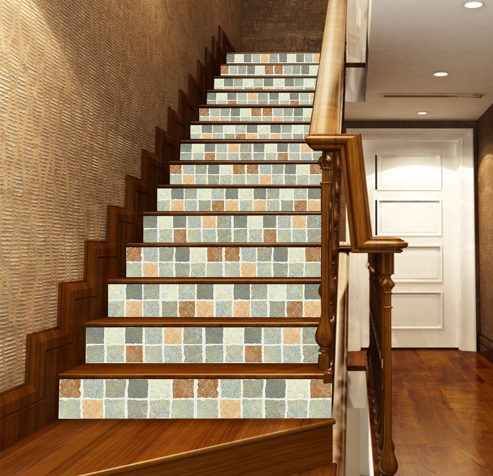 3D Green Gird 366 Stair Risers Wallpaper AJ Wallpaper 