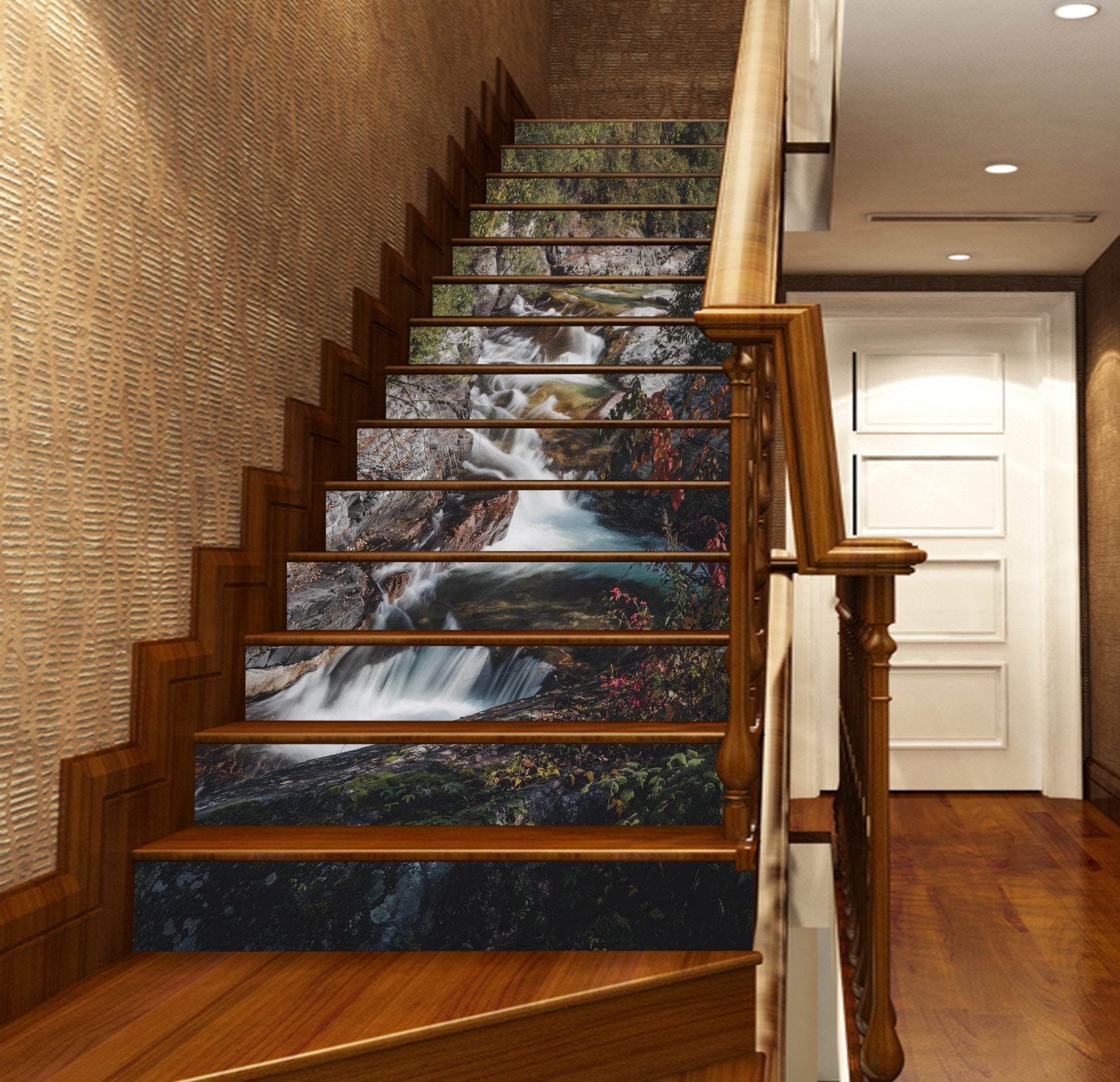 3D Valley Flowing Water 245 Stair Risers