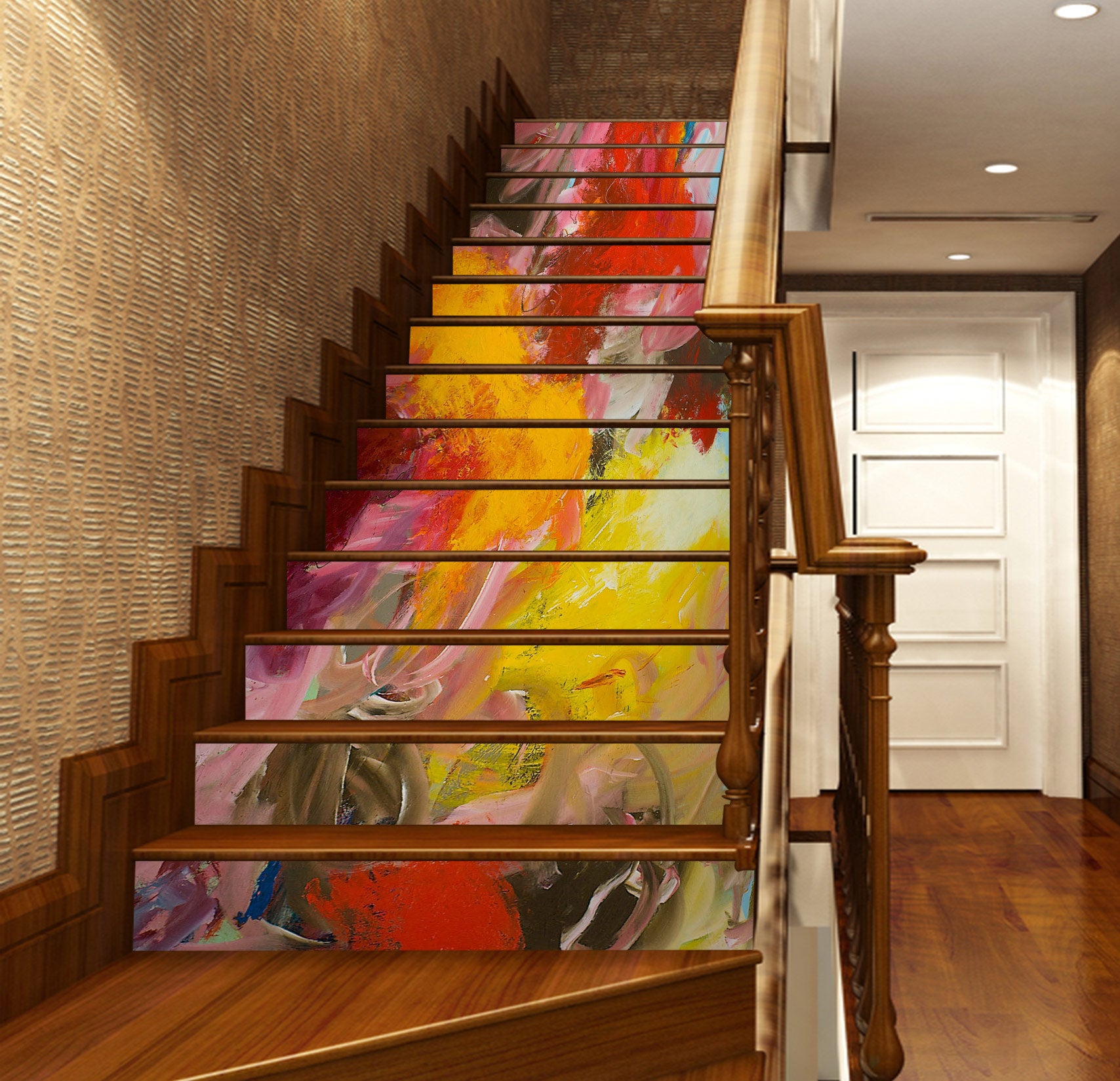 3D Red Yellow Block Oil Painting Texture 90163 Allan P. Friedlander Stair Risers