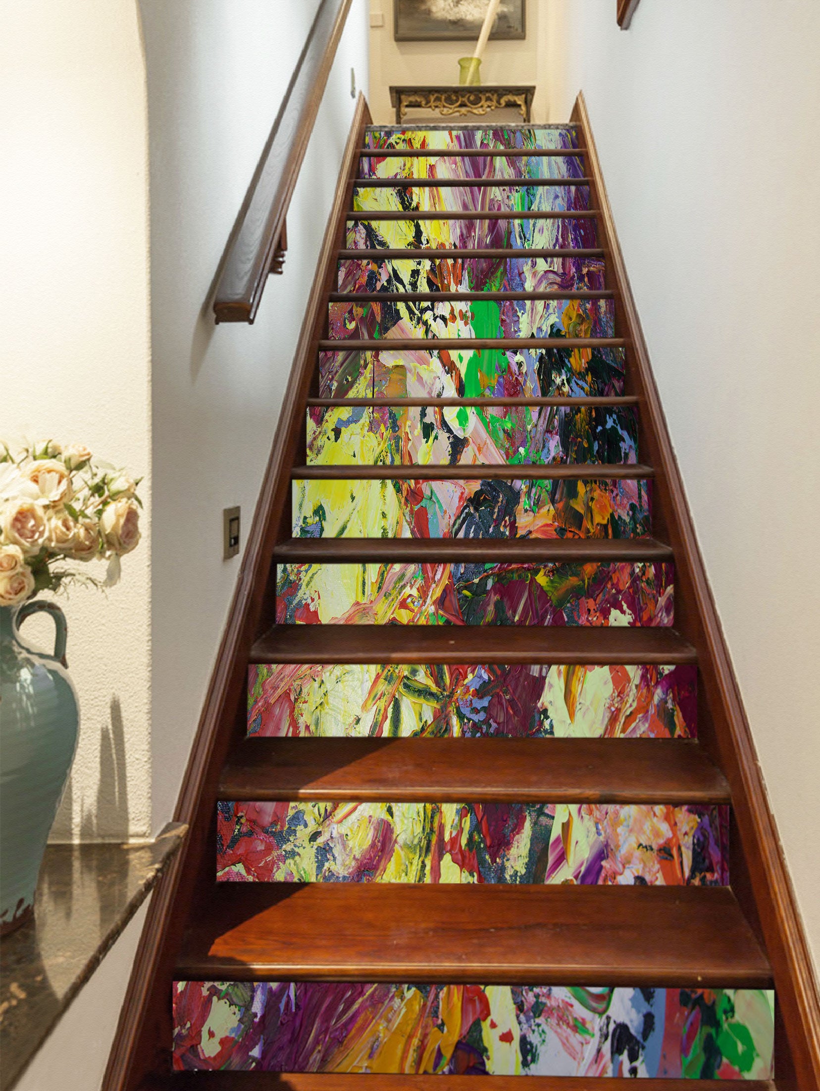 3D Colorful Abstract Painting Pattern 90176 Allan P. Friedlander Stair Risers