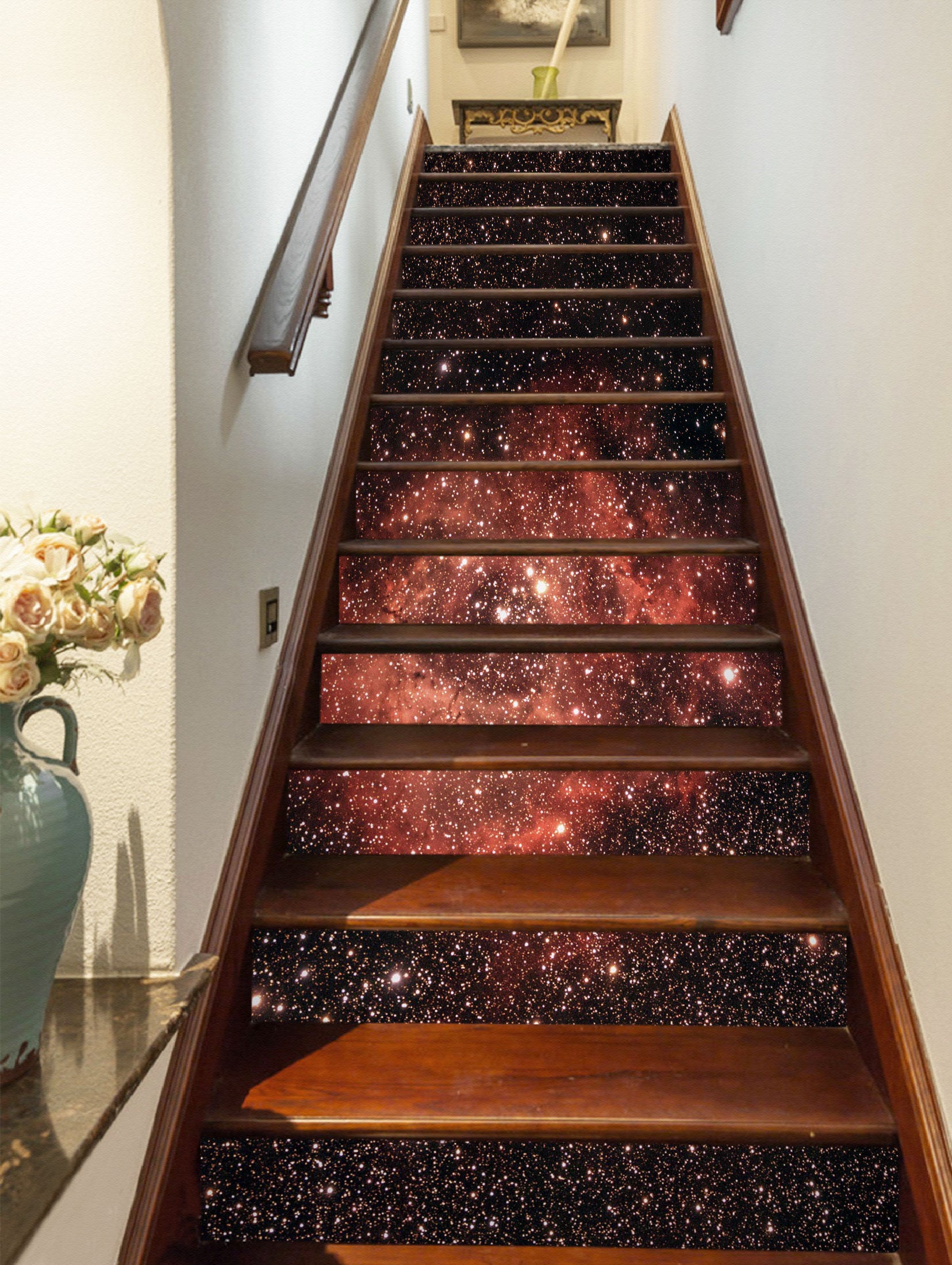 3D Orange Galaxy 195 Stair Risers