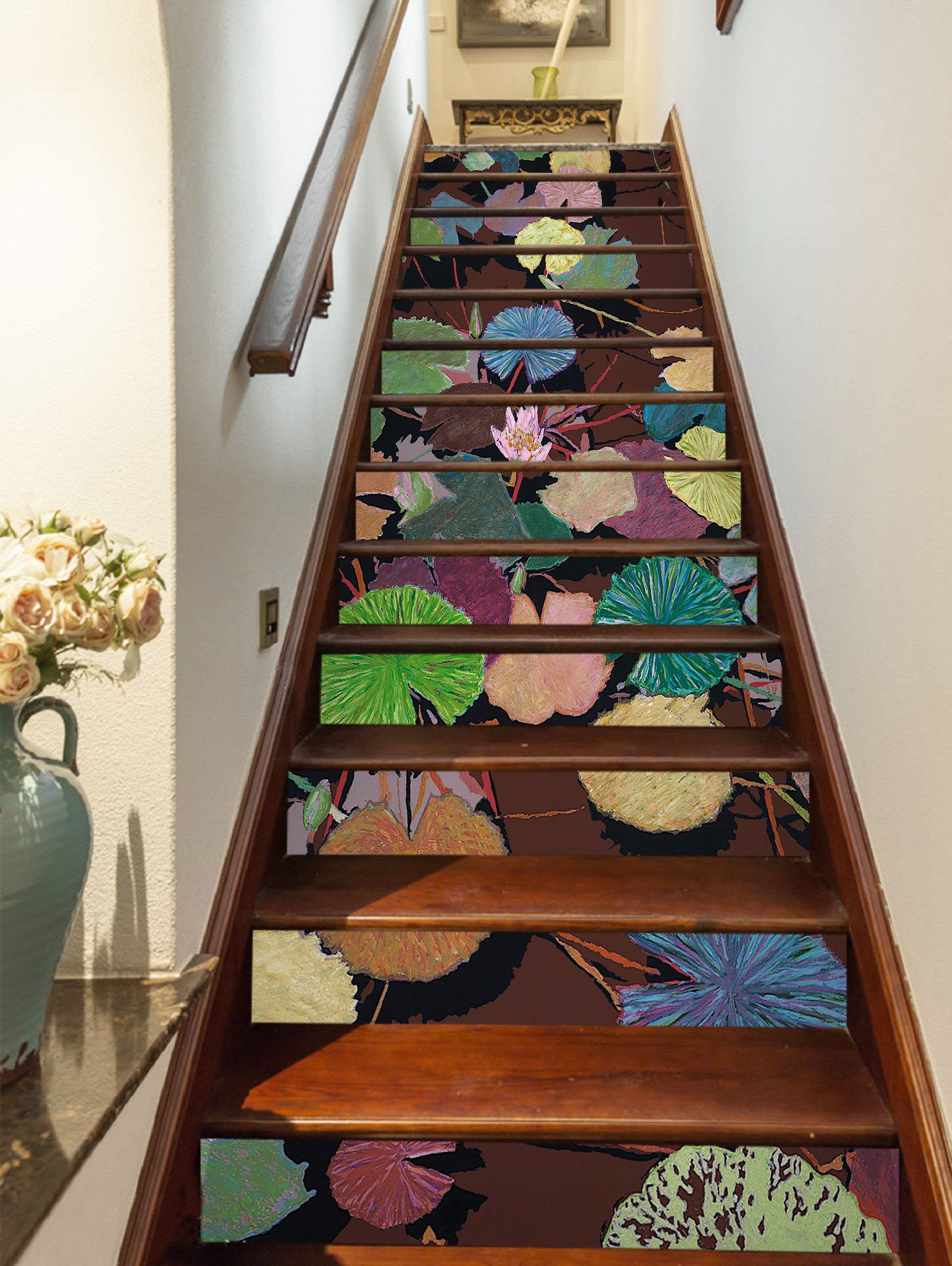 3D Color Lotus Leaf Painting 90140 Allan P. Friedlander Stair Risers
