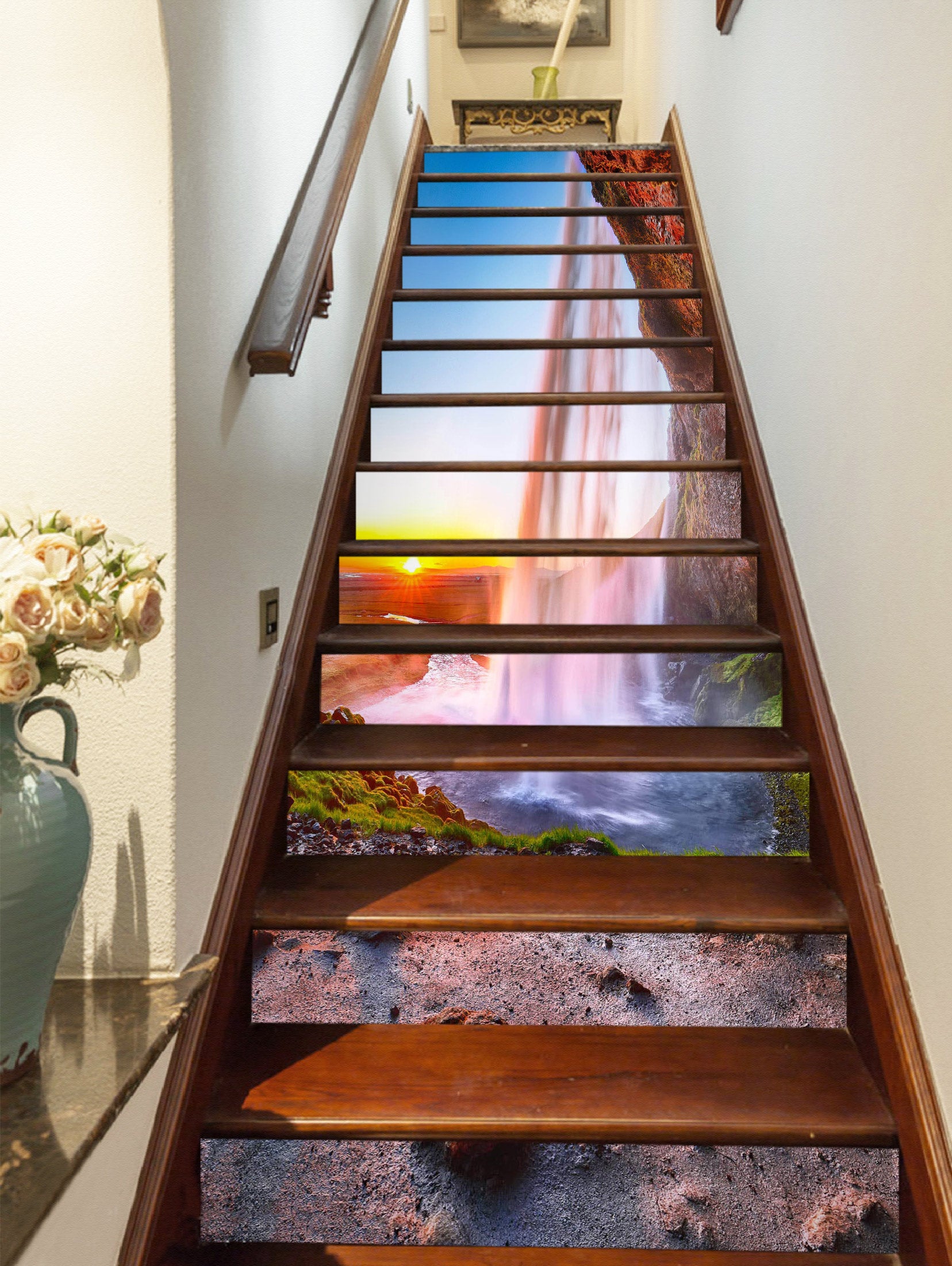 3D Color Reflects Waterfall 358 Stair Risers