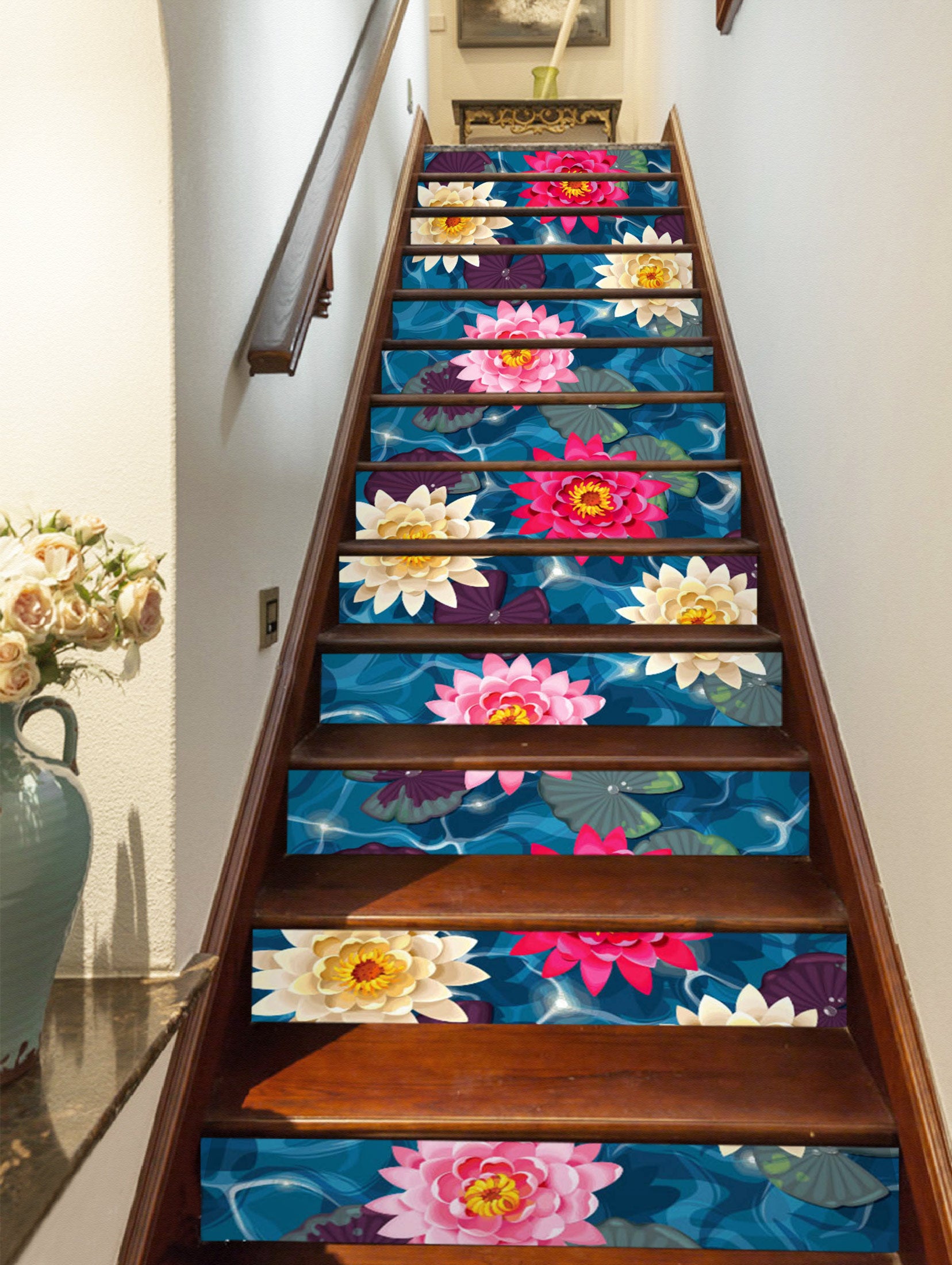 3D Three Kinds Of Lotus 474 Stair Risers