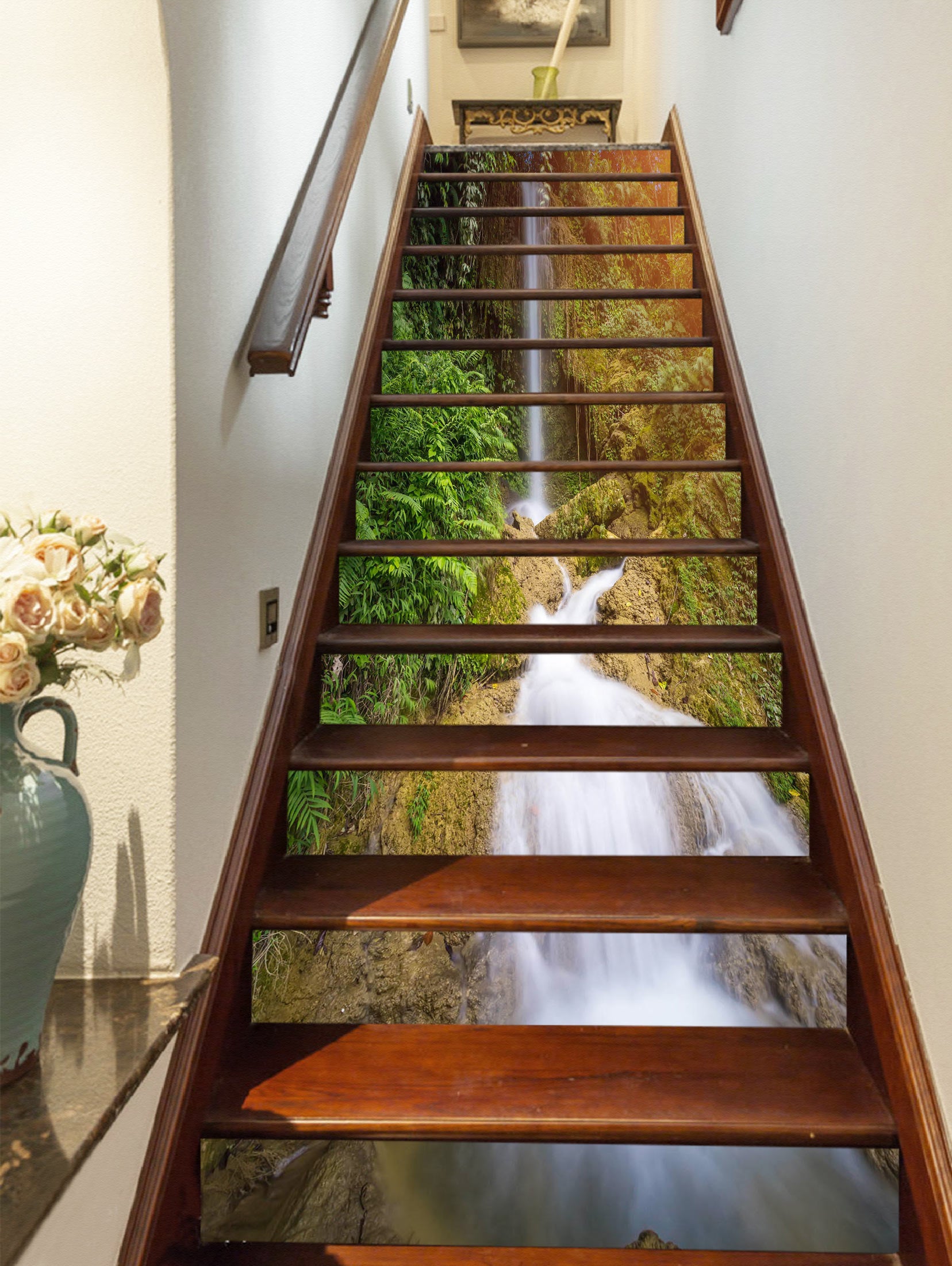 3D Comfortable Waterfall In The Mountains 307 Stair Risers