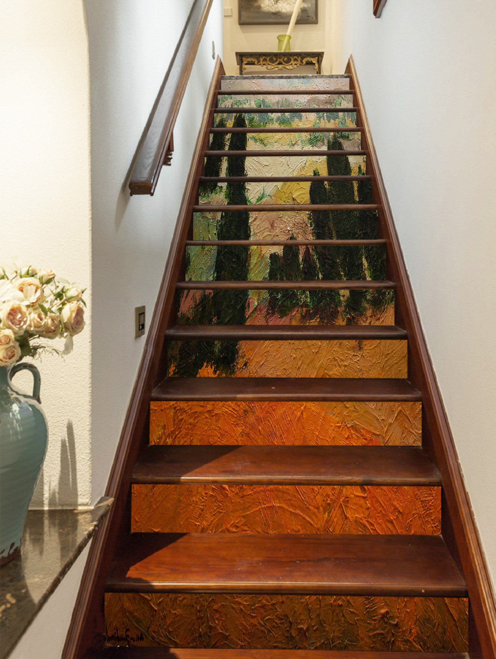 3D Tree Scene Oil Painting 90170 Allan P. Friedlander Stair Risers