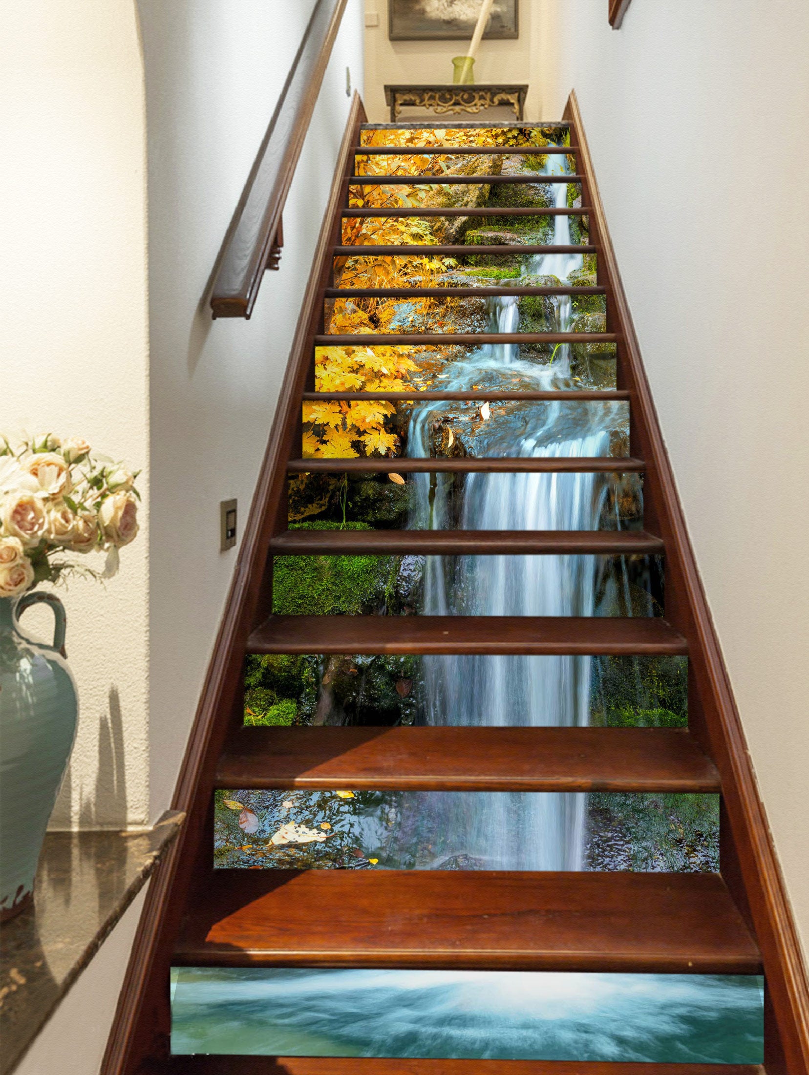 3D Fine Water To Waterfall 296 Stair Risers