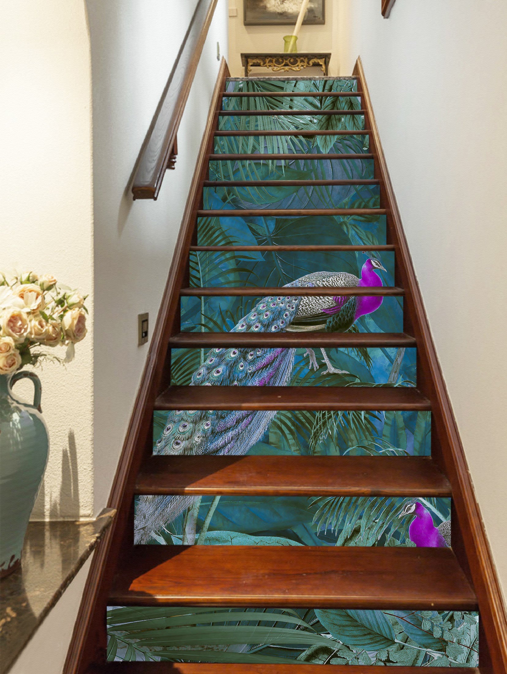 3D Jungle Purple Peacock 10466 Andrea Haase Stair Risers