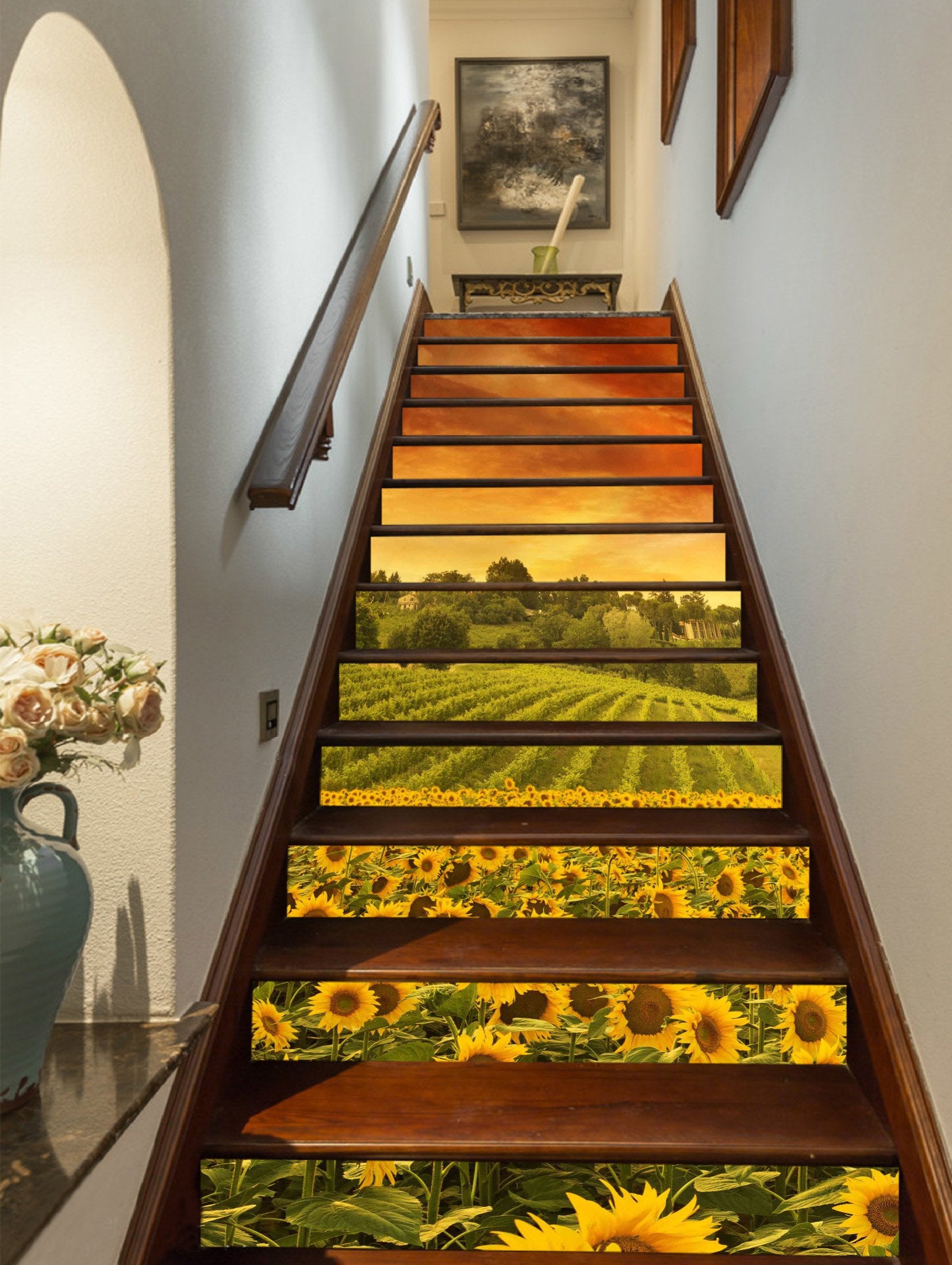3D Sunflowers And Vineyard 405 Stair Risers Wallpaper AJ Wallpaper 