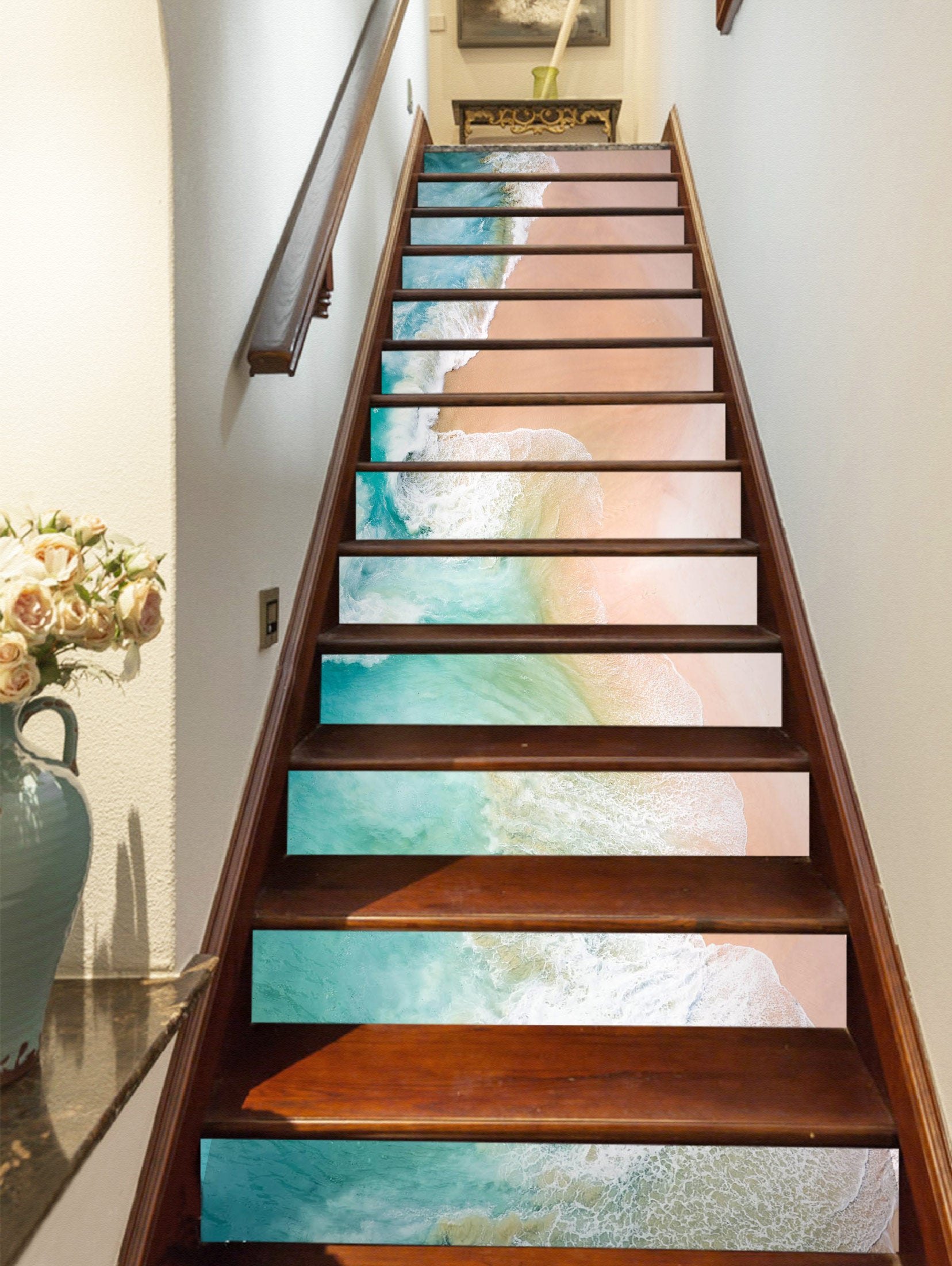 3D Waves And Beach 381 Stair Risers