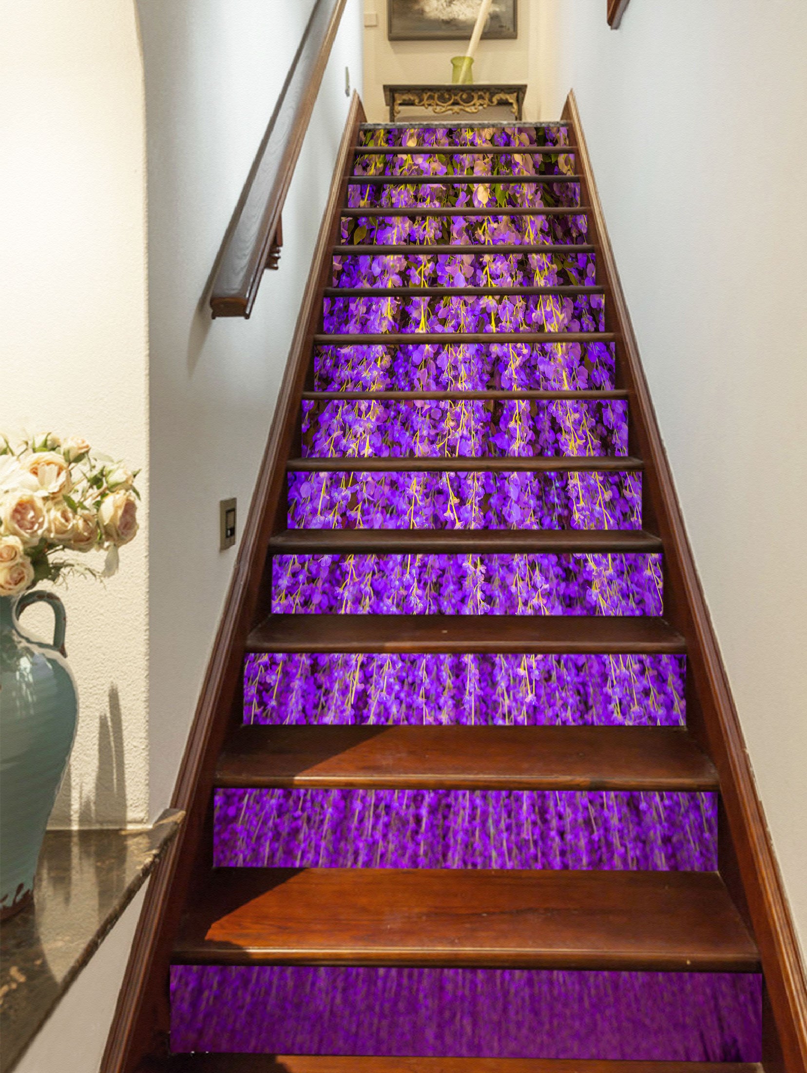 3D Arrangement Of Purple Flowers 306 Stair Risers