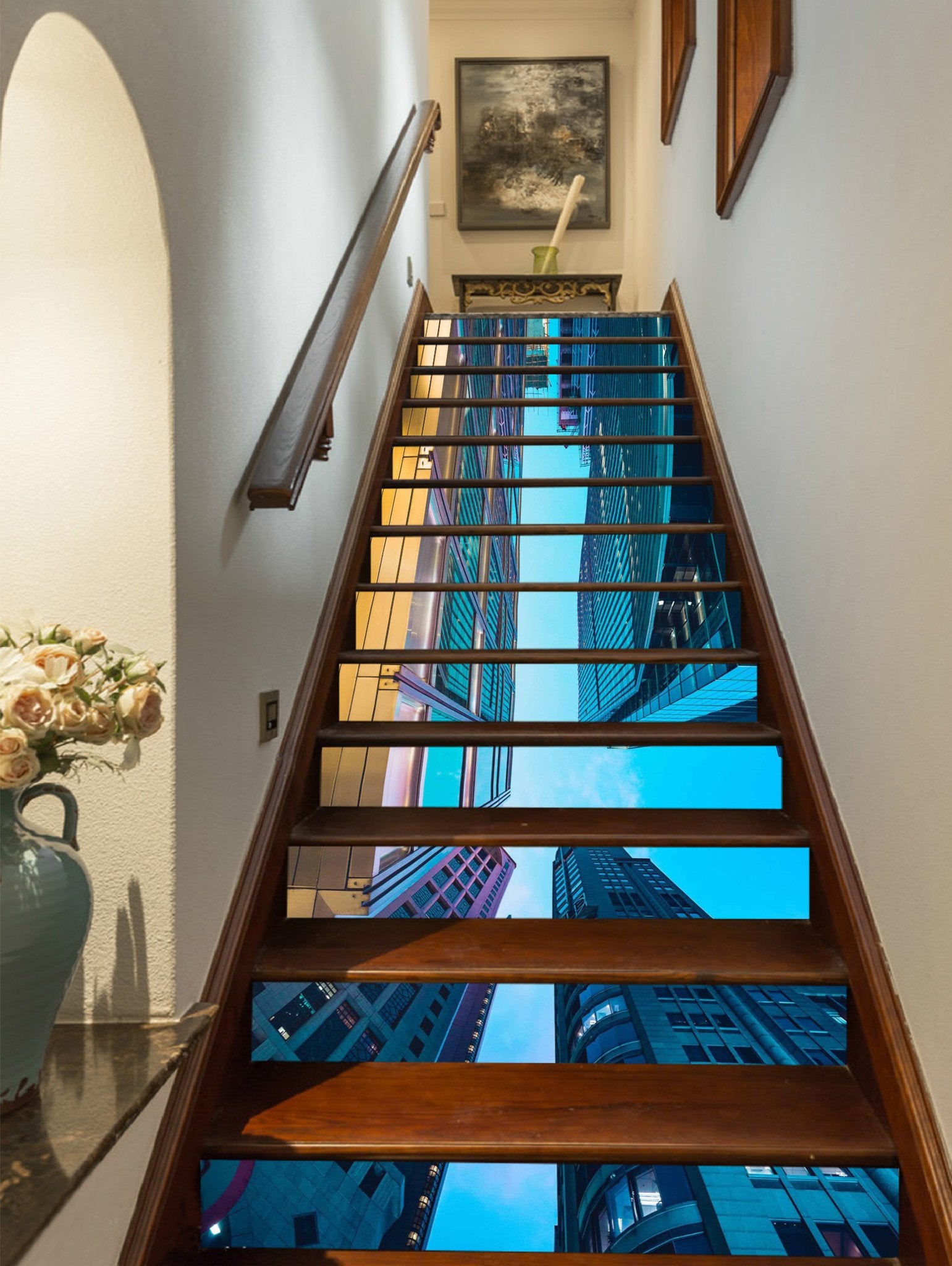 3D City Tall Buildings 949 Stair Risers Wallpaper AJ Wallpaper 