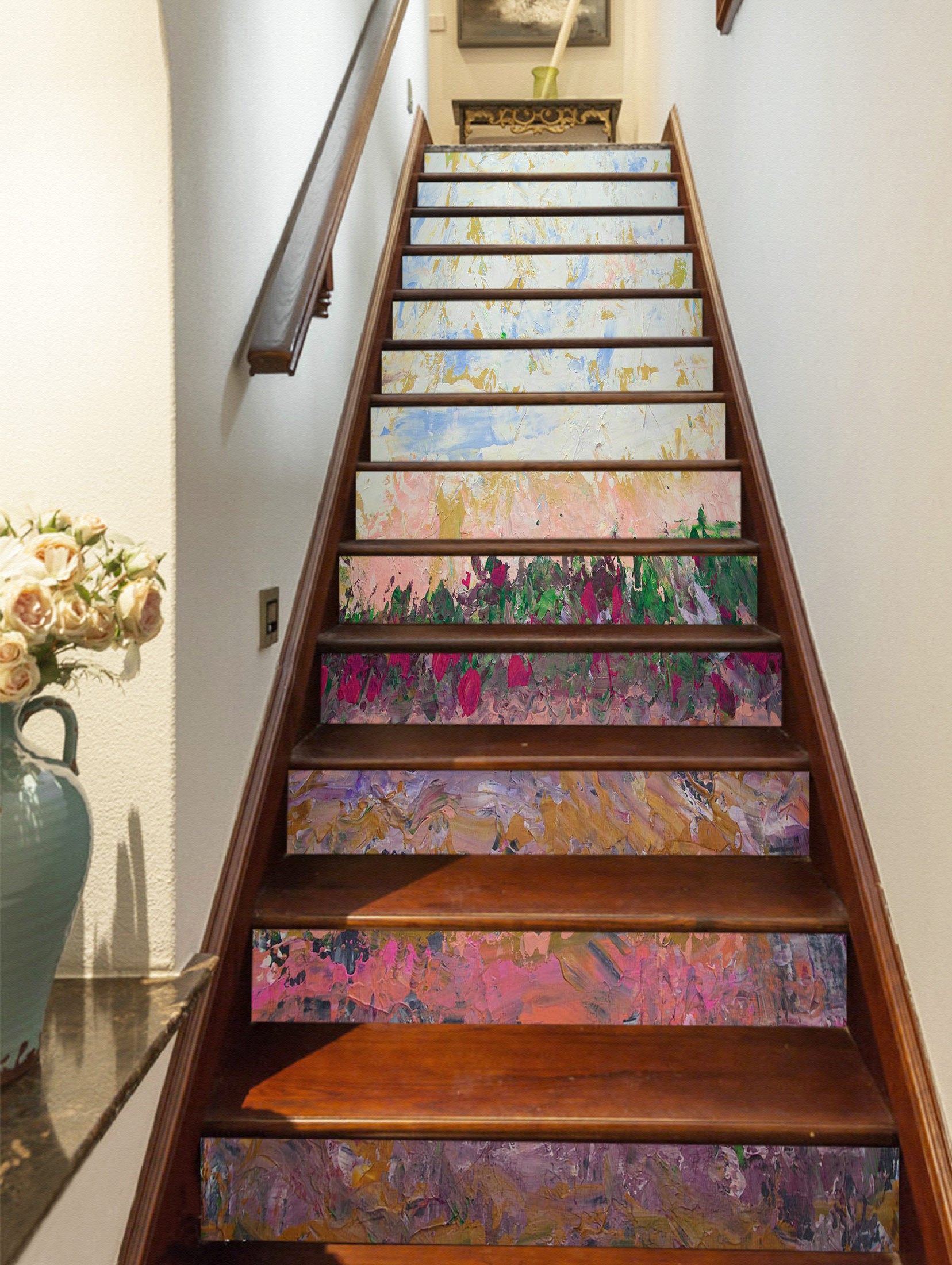 3D Pink Flowers Oil Painting 90117 Allan P. Friedlander Stair Risers