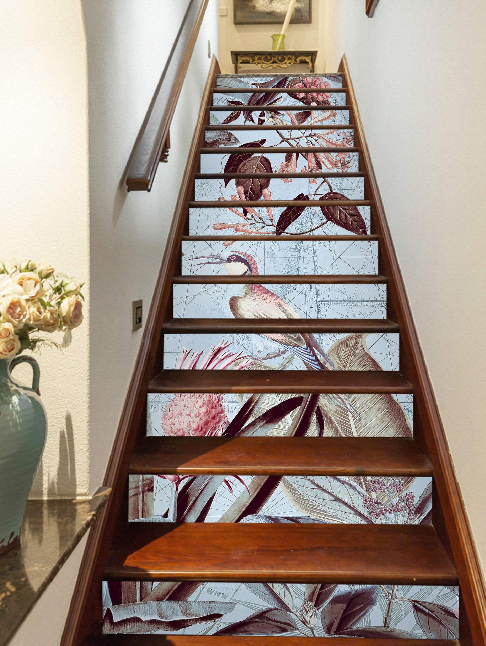 3D Bird Leaves Flowers 104124 Andrea Haase Stair Risers