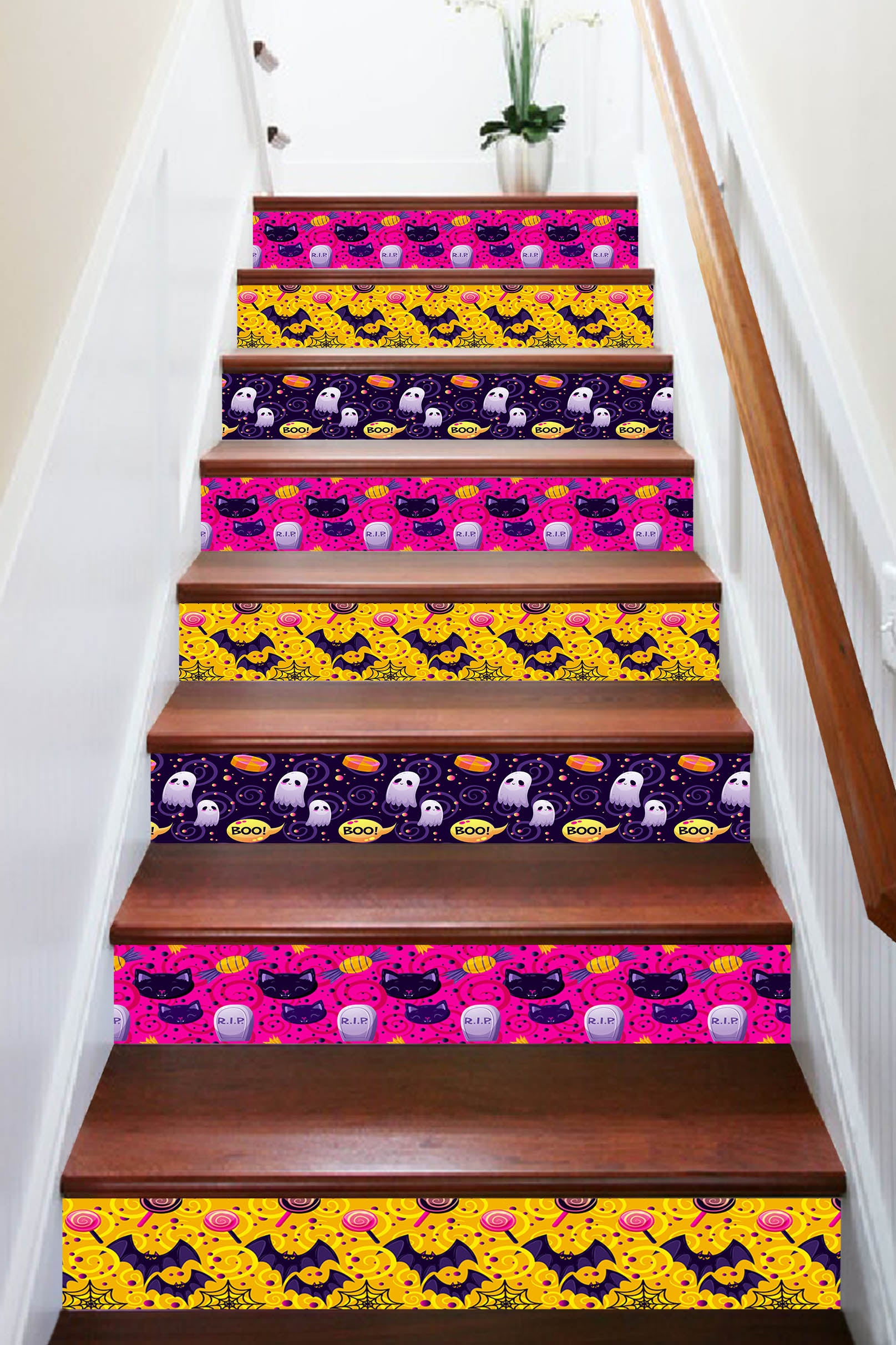 3D Magical Halloween Ghosts 654 Stair Risers