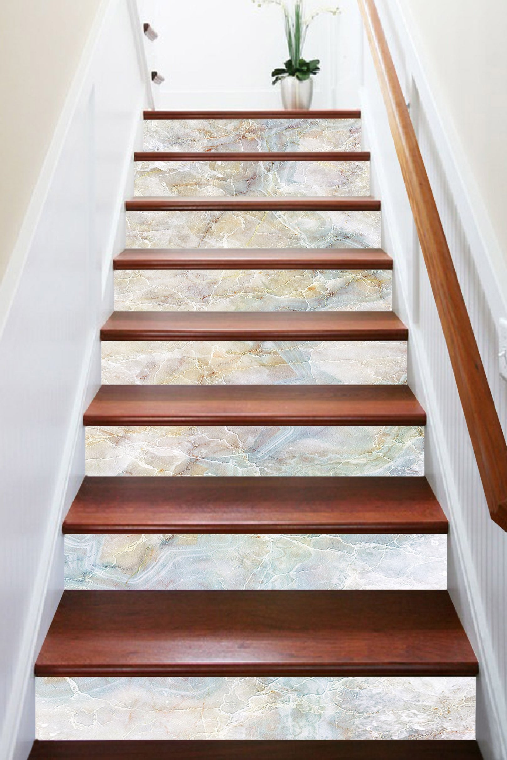 3D Elegant Stone 433 Marble Tile Texture Stair Risers Wallpaper AJ Wallpaper 