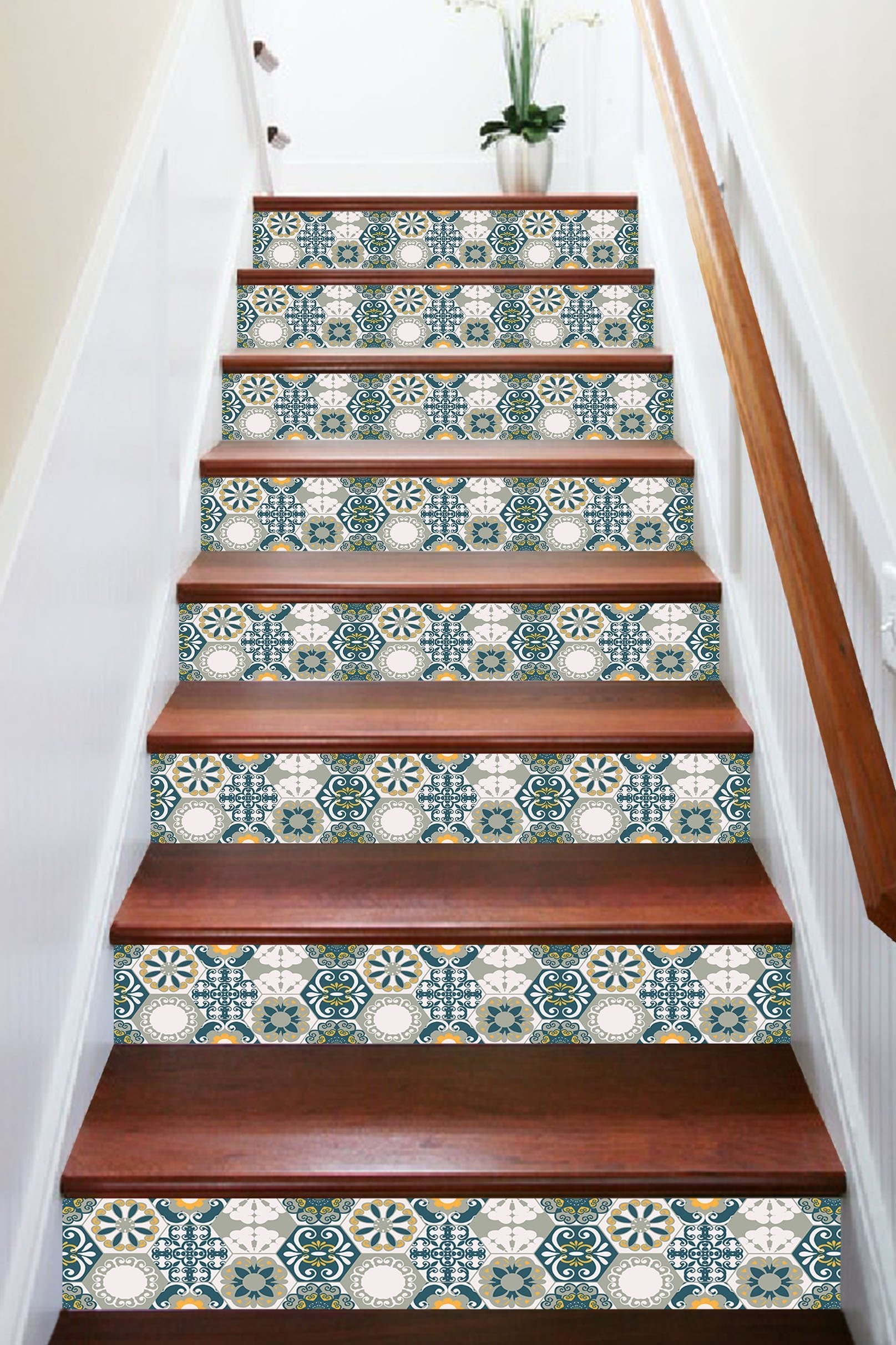 3D Court Vintage Mosaic 3035 Marble Tile Texture Stair Risers Wallpaper AJ Wallpaper 