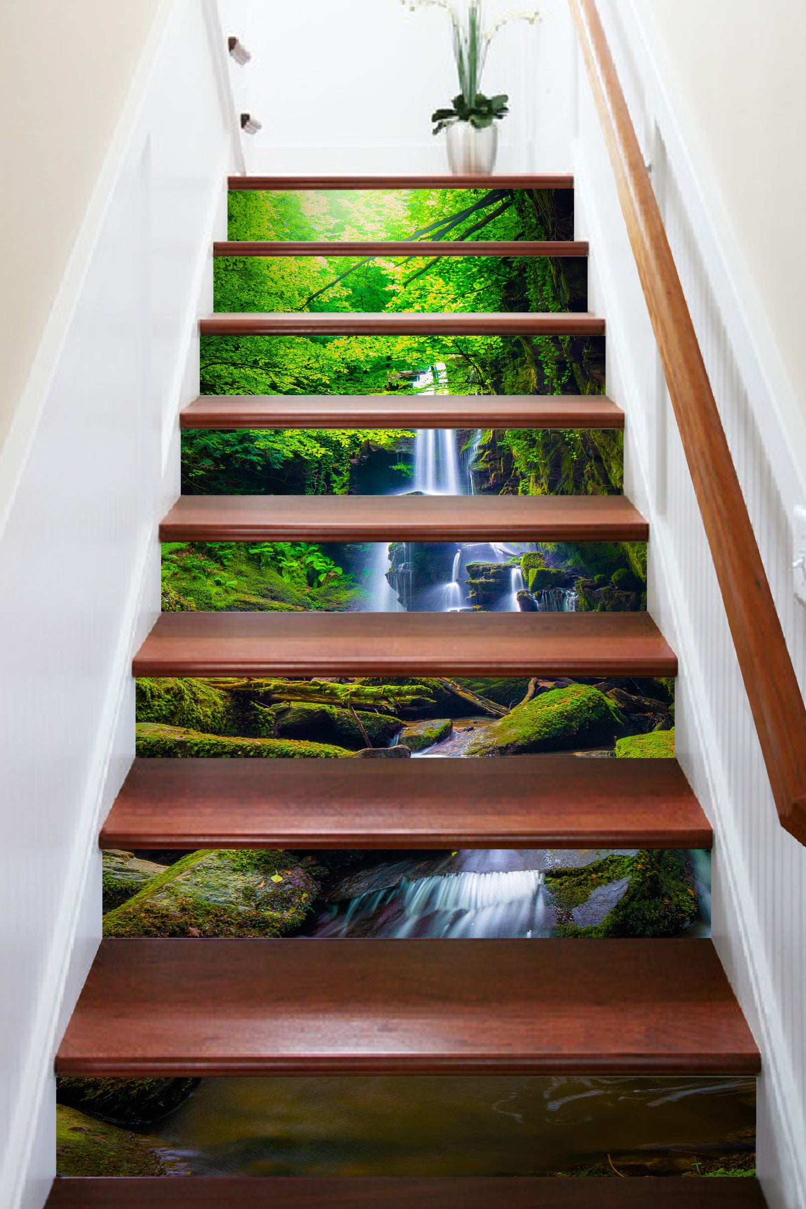 3D Green In The Running Water 455 Stair Risers