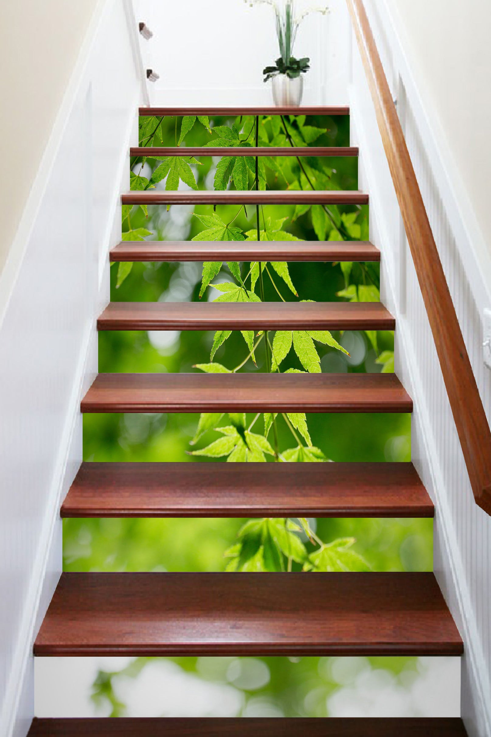 3D Verdant Green Leaves 273 Stair Risers