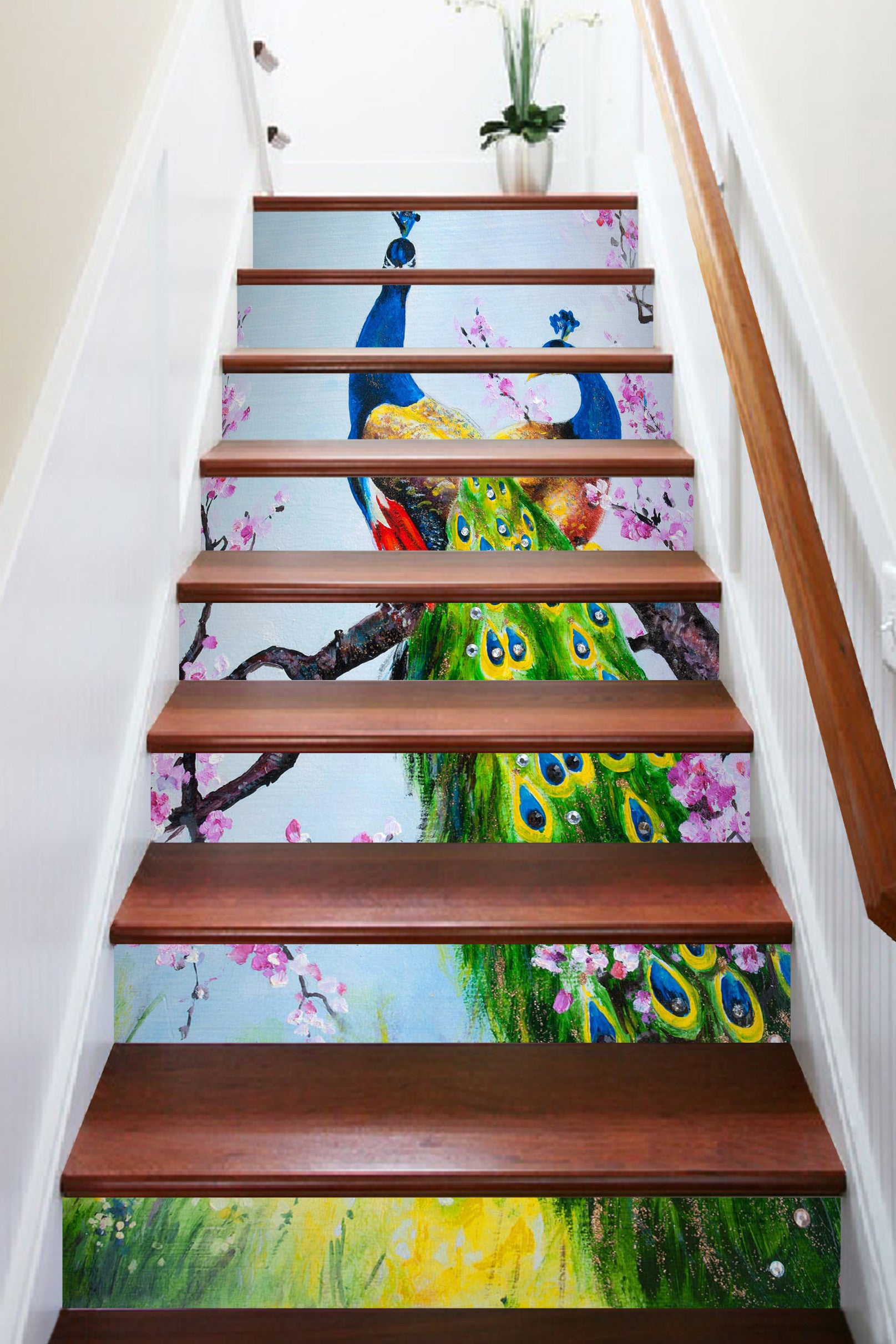 3D Affectionate And Gorgeous Peacock 430 Stair Risers