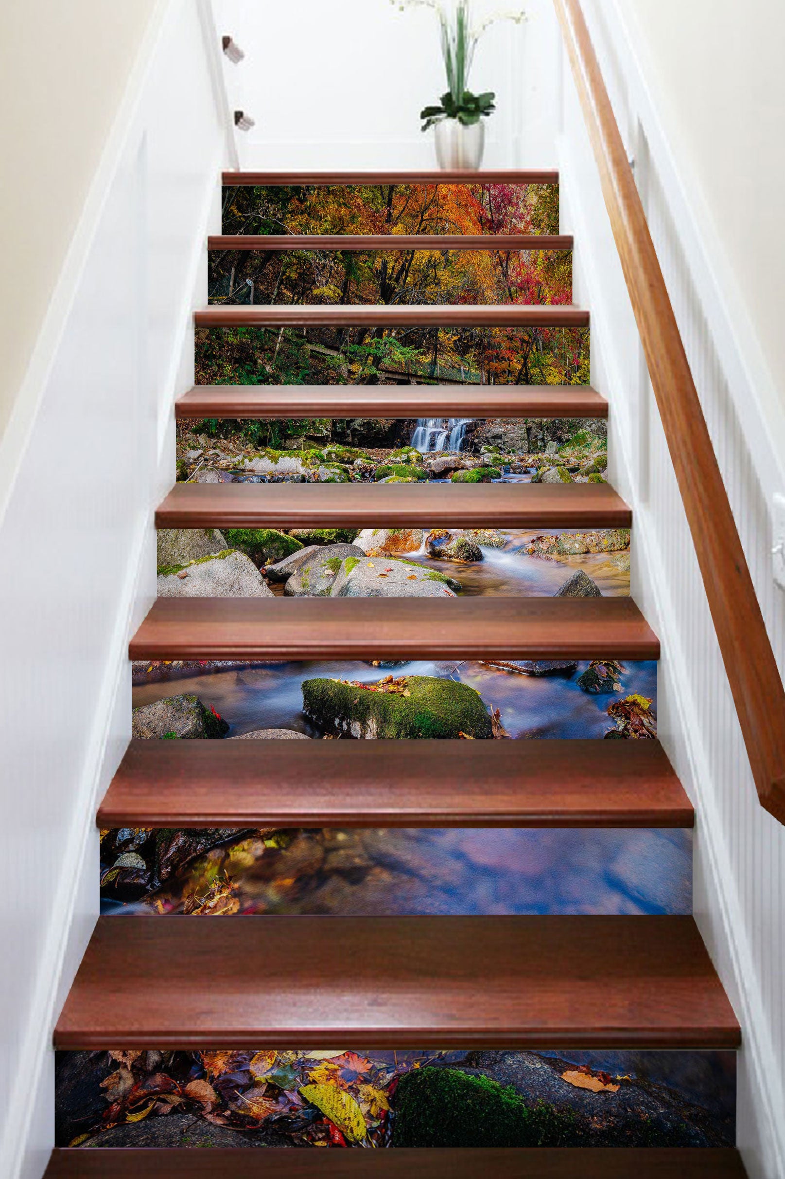 3D River Bottom Leaves 240 Stair Risers