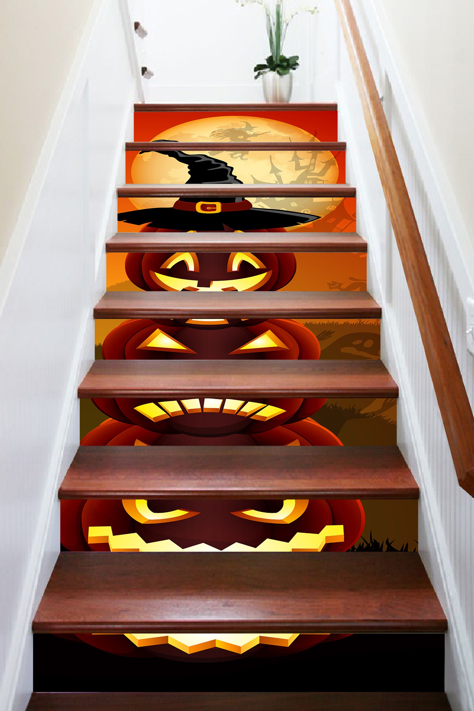 3D Three Emoji Of Pumpkins 653 Stair Risers