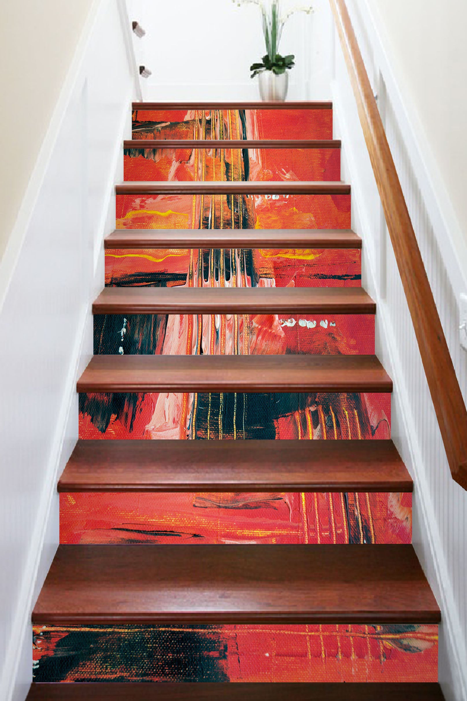 3D Red Oil Painting Memories 601 Stair Risers