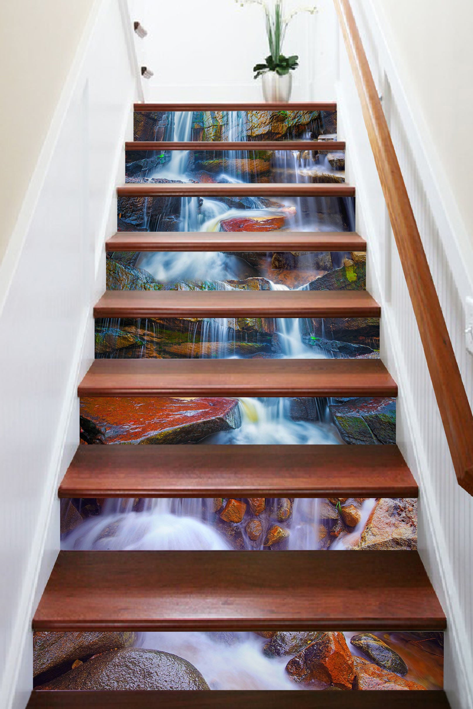 3D Strange Stone Flowing Water 062 Stair Risers