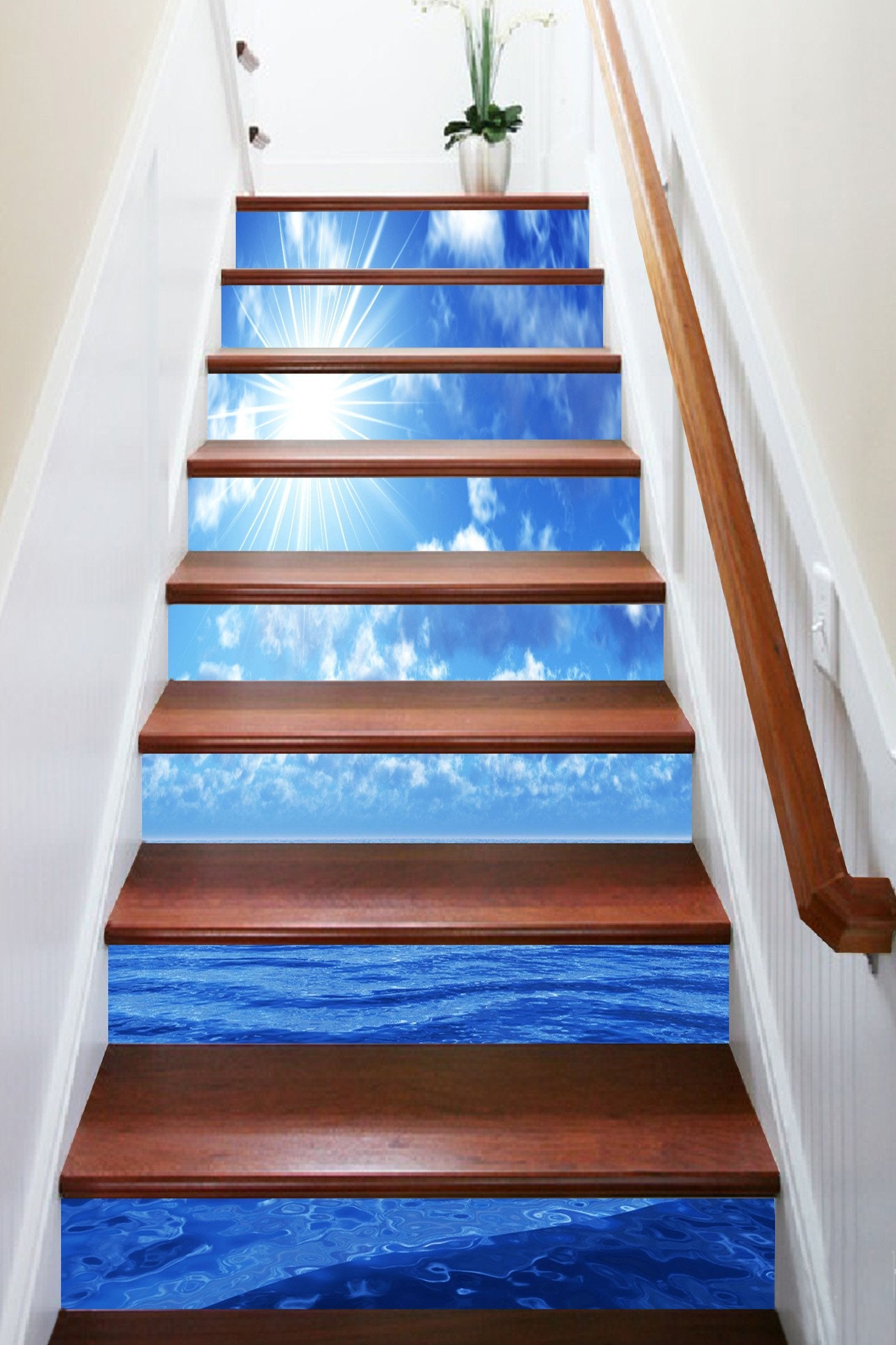 3D Sunny Blue Sea 1318 Stair Risers Wallpaper AJ Wallpaper 