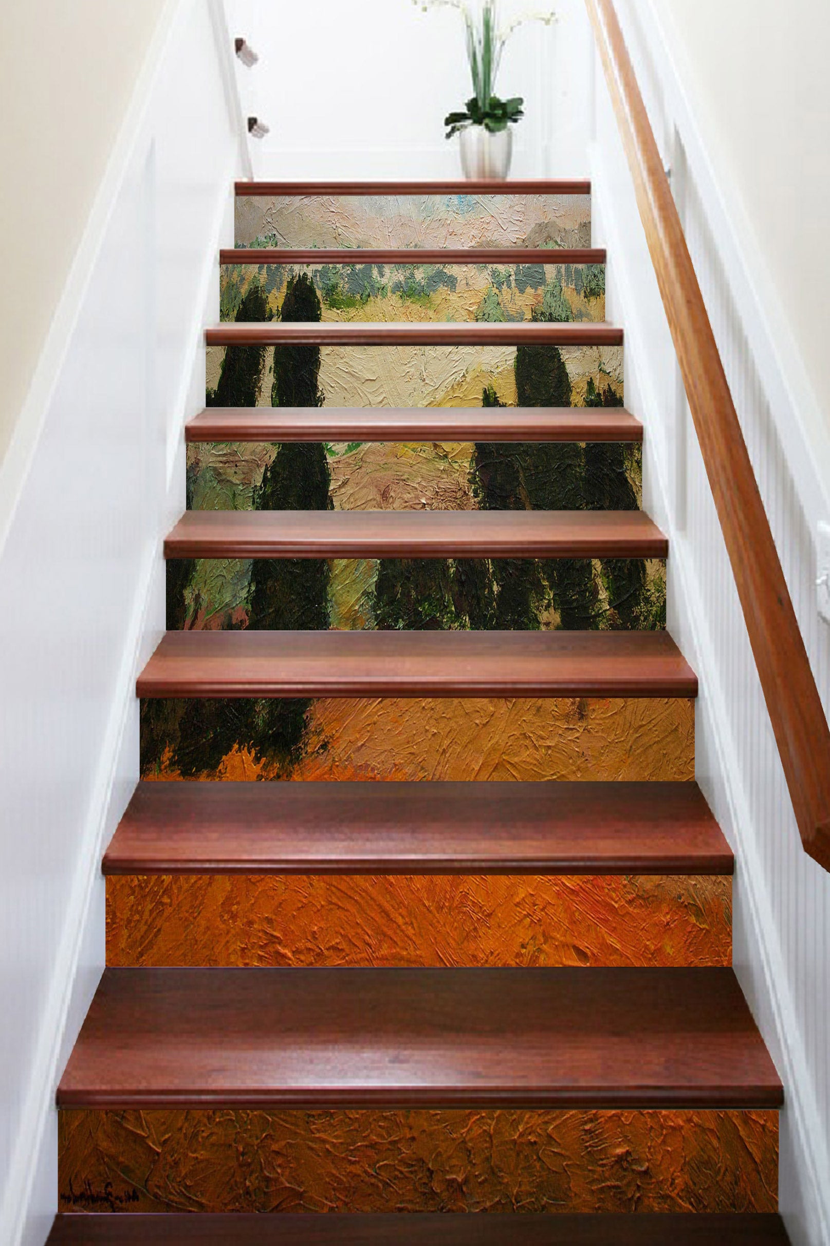 3D Tree Scene Oil Painting 90170 Allan P. Friedlander Stair Risers