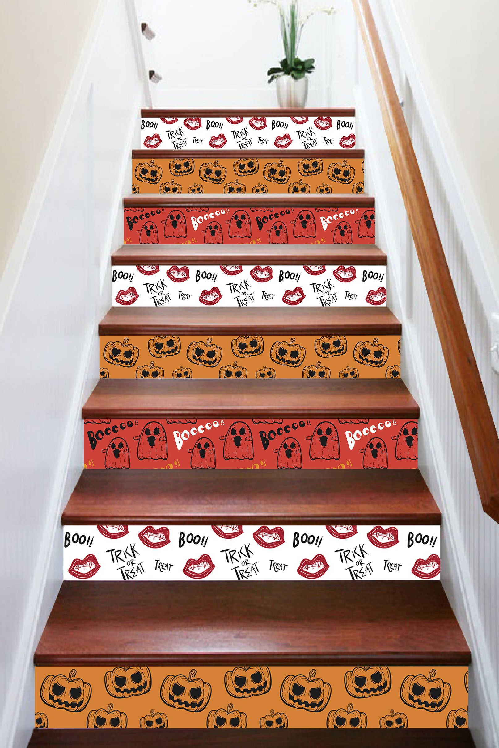 3D Cute Pumpkin And Ghost 644 Stair Risers