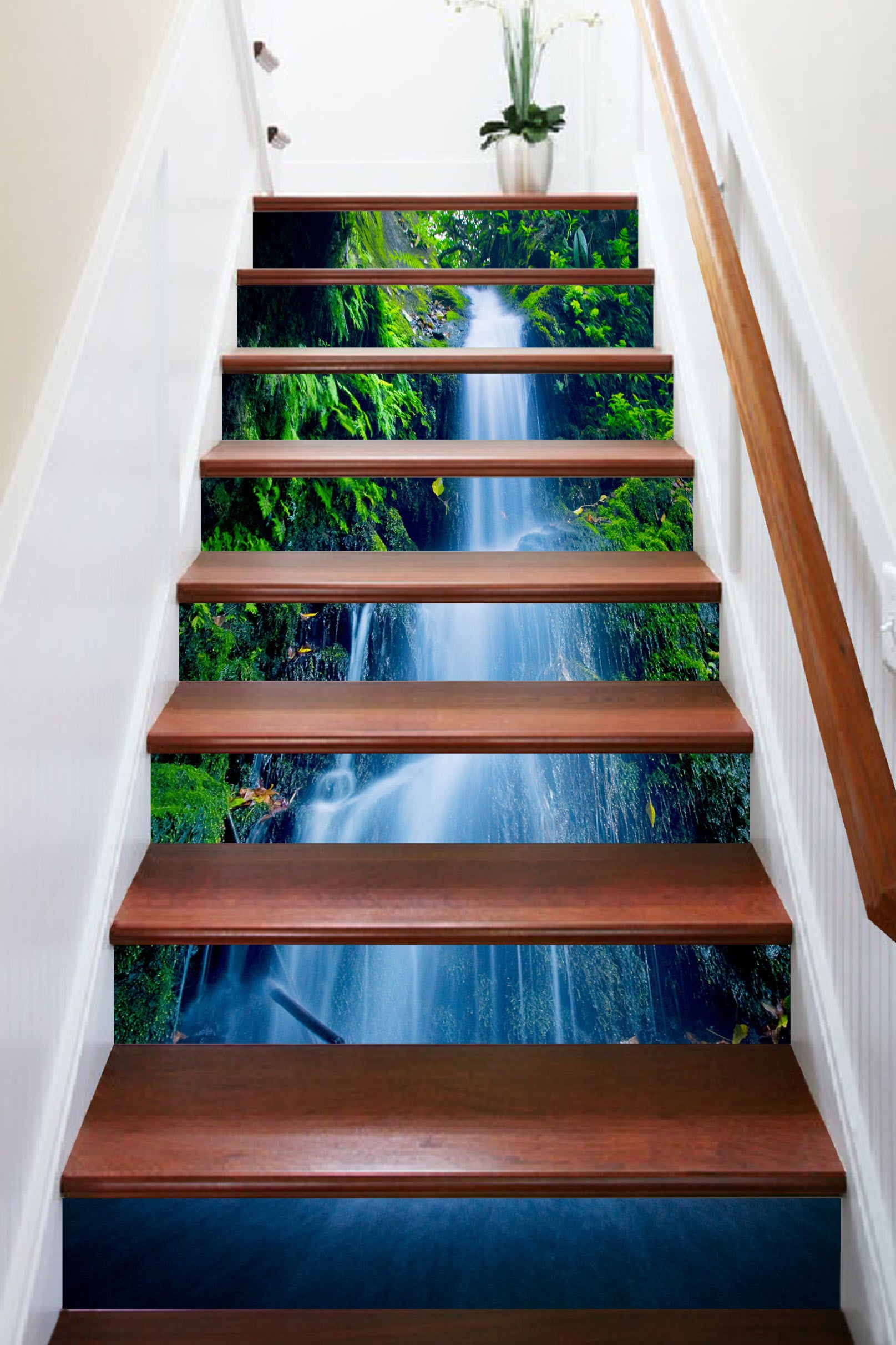 3D Straight And Rich Waterfall 183 Stair Risers