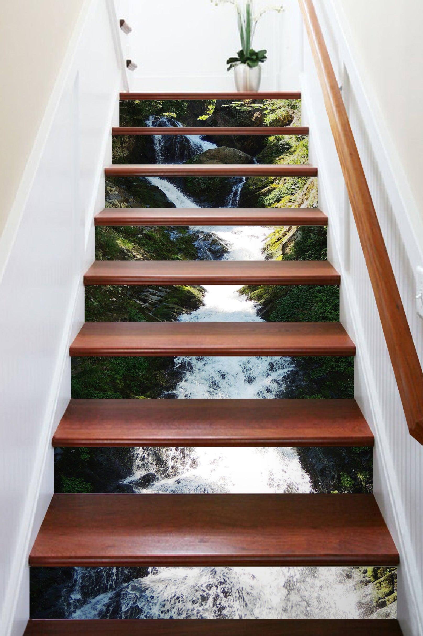 3D River Water With White Ribbon 232 Stair Risers