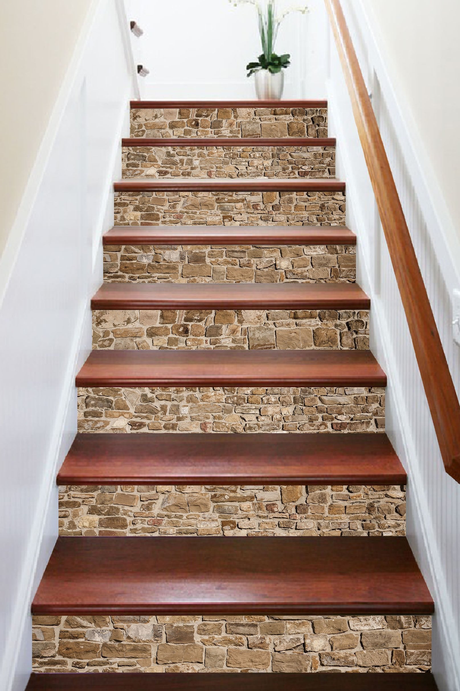 3D Vintage Brick 669 Marble Tile Texture Stair Risers Wallpaper AJ Wallpaper 