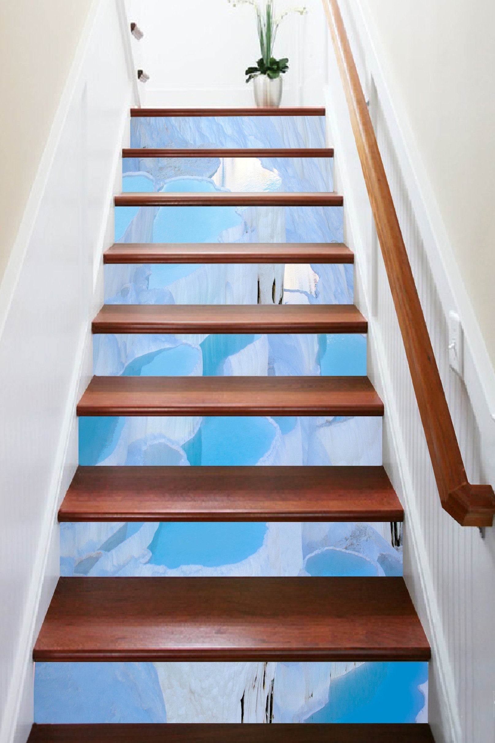 3D Iceberg Lakes 1313 Stair Risers Wallpaper AJ Wallpaper 