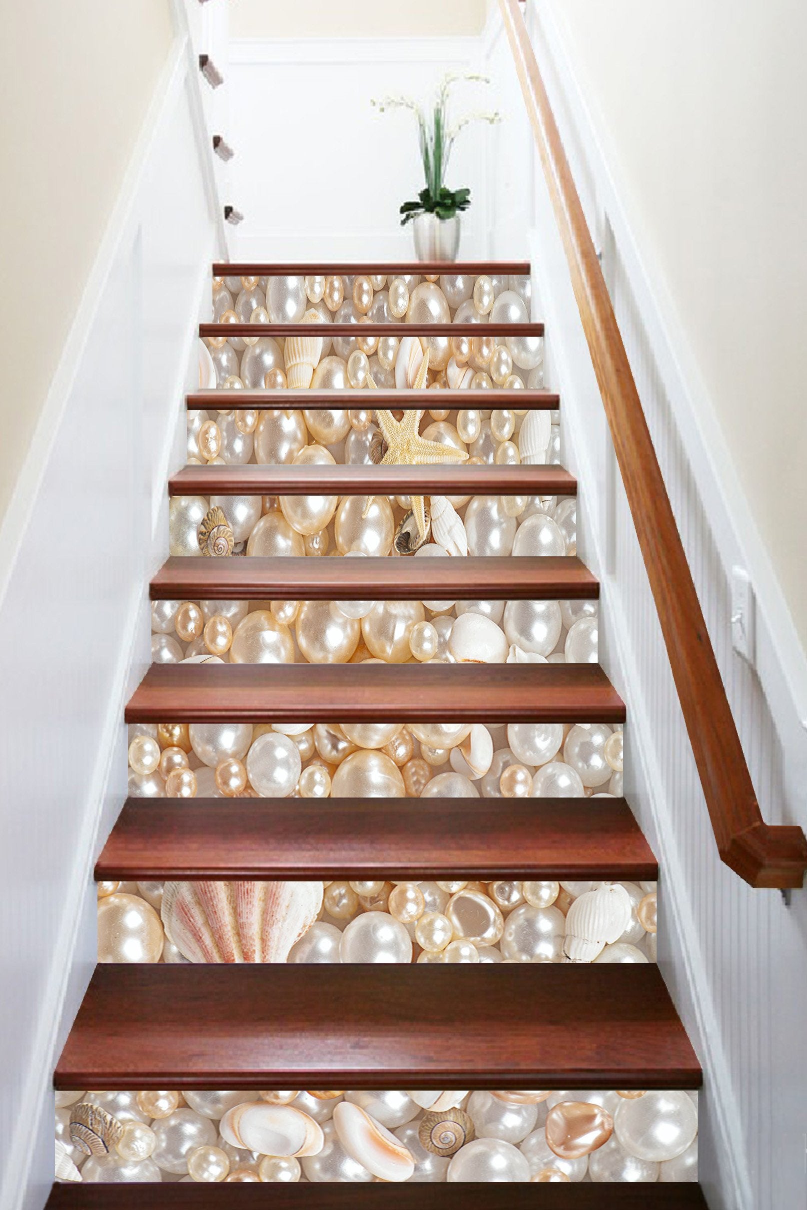 3D Pearls Shells 1281 Stair Risers Wallpaper AJ Wallpaper 