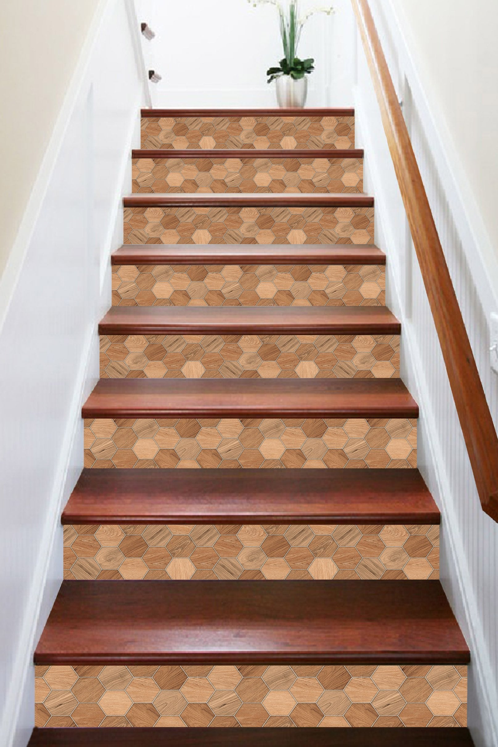 3D Honeycomb Wood Grain 884 Marble Tile Texture Stair Risers Wallpaper AJ Wallpaper 