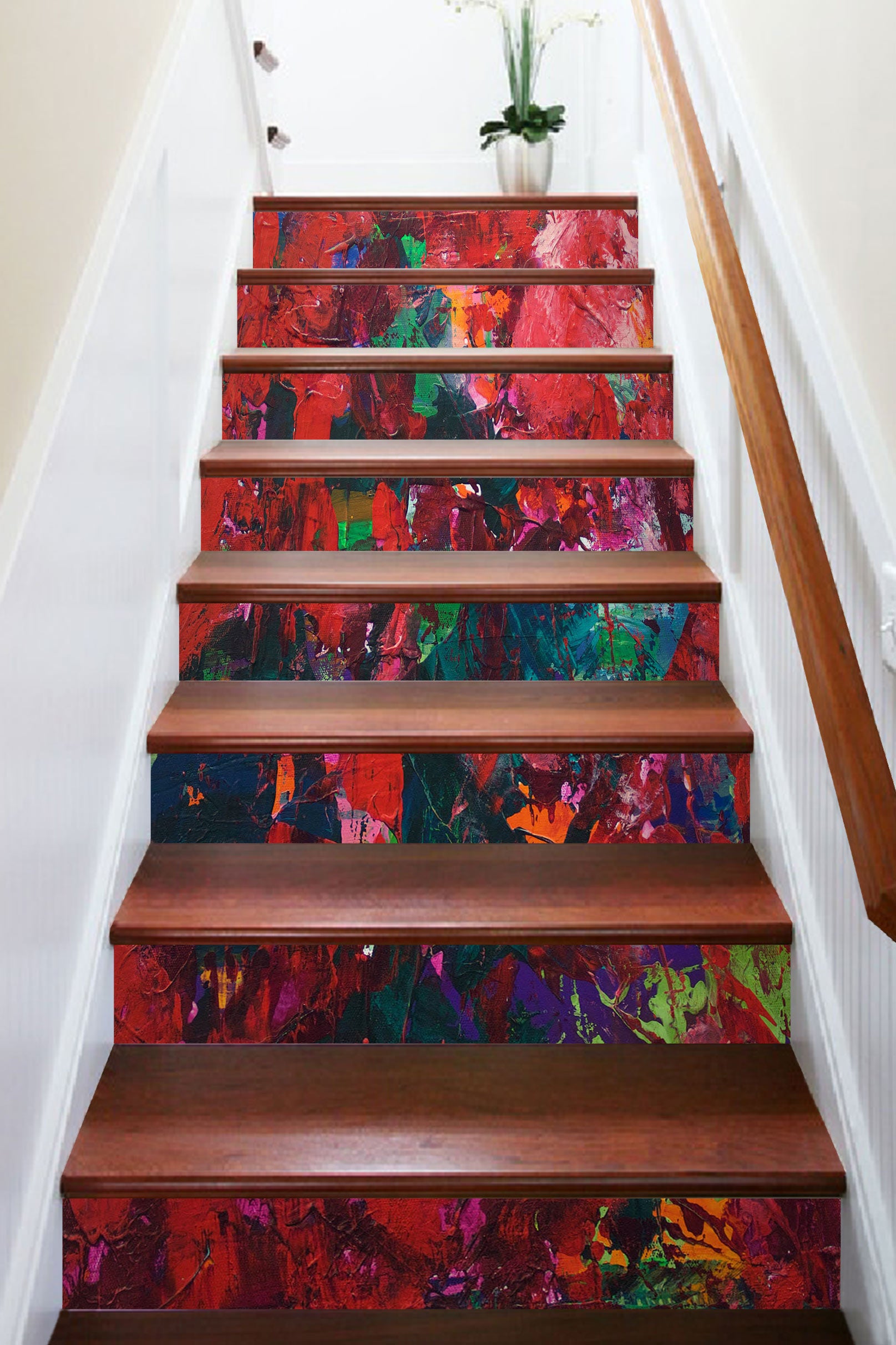 3D Red Abstract Painting Pattern 90175 Allan P. Friedlander Stair Risers