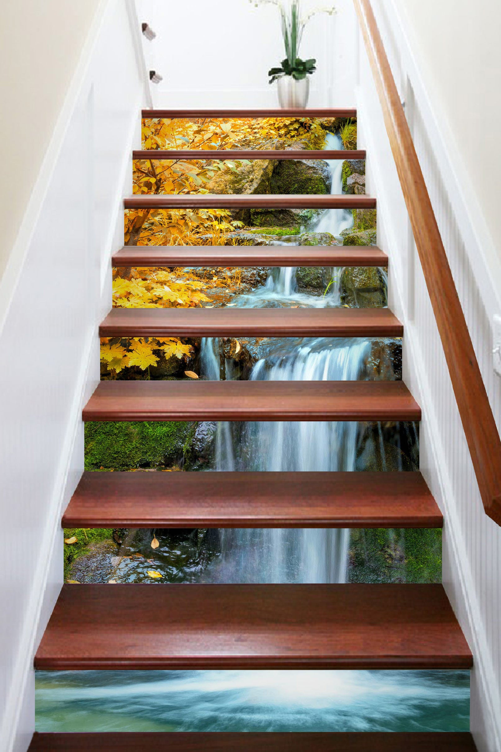 3D Fine Water To Waterfall 296 Stair Risers