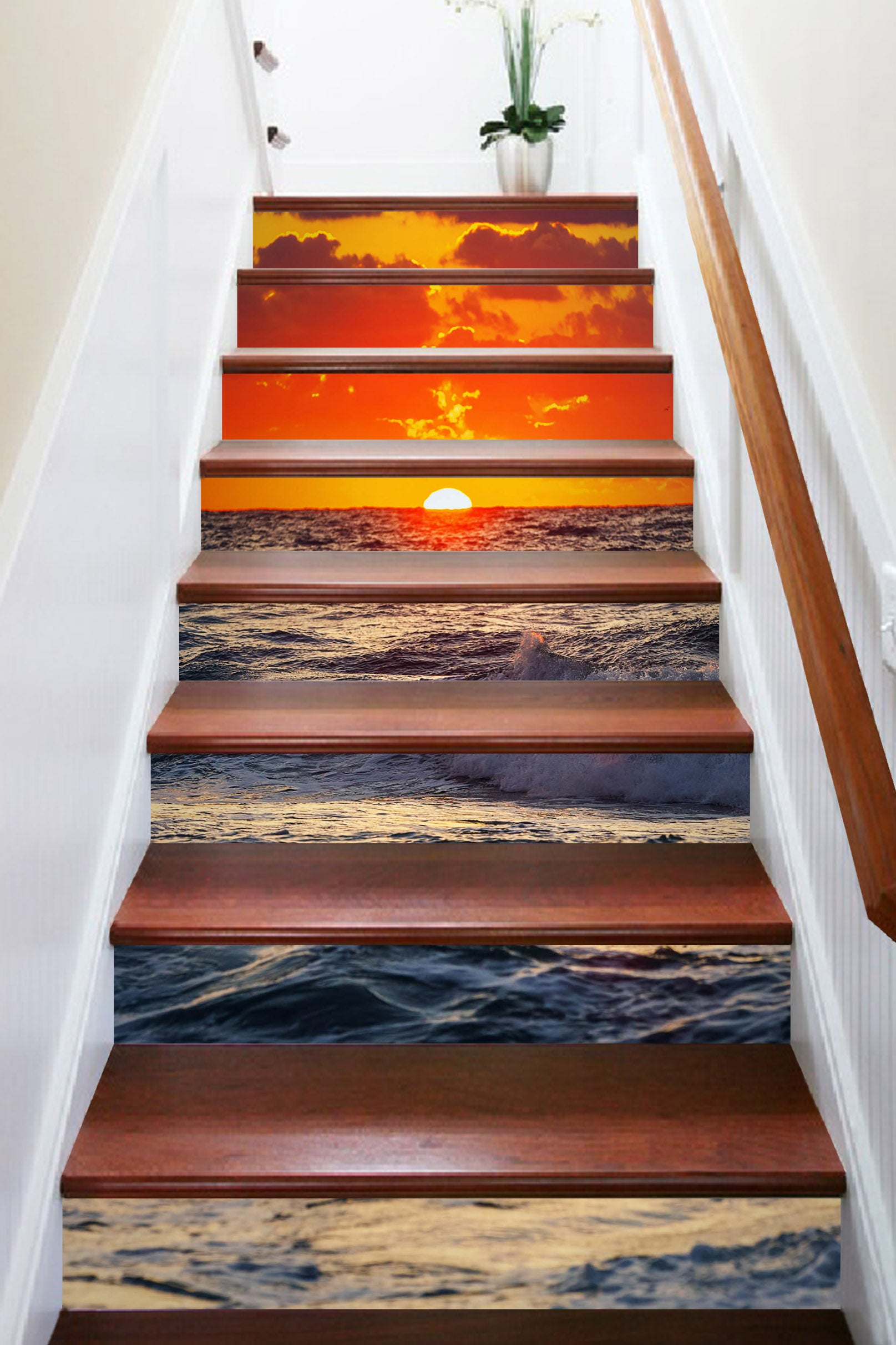 3D The Sunset Dyes The Sky Red 627 Stair Risers
