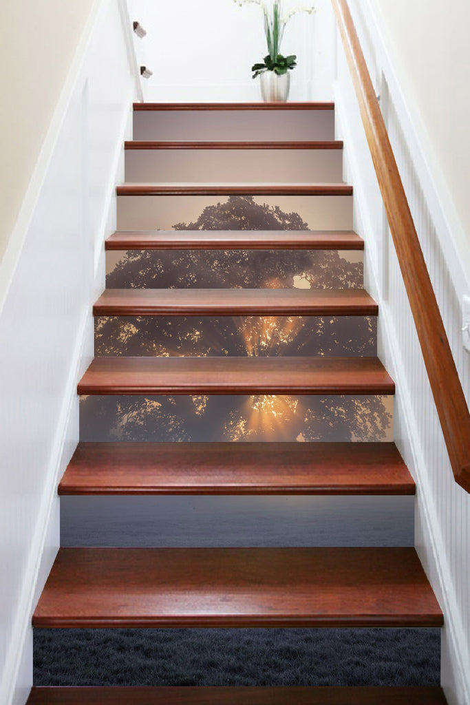 Tree Stair Risers 3D Lawn Big Tree 99147 Assaf Frank Stair Risers | AJ Wallpaper