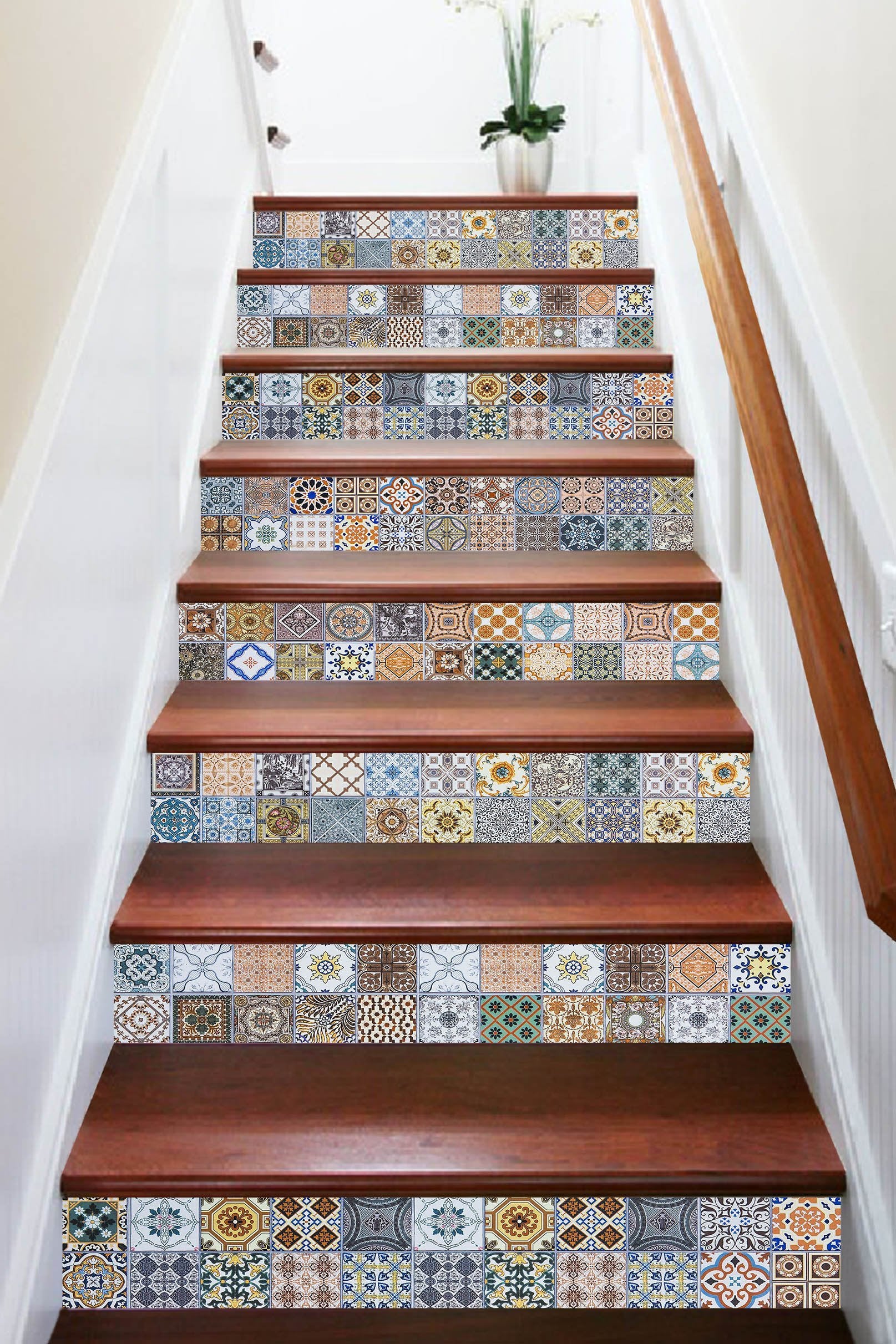 3D Vintage Handmade Mosaic 558 Marble Tile Texture Stair Risers Wallpaper AJ Wallpaper 